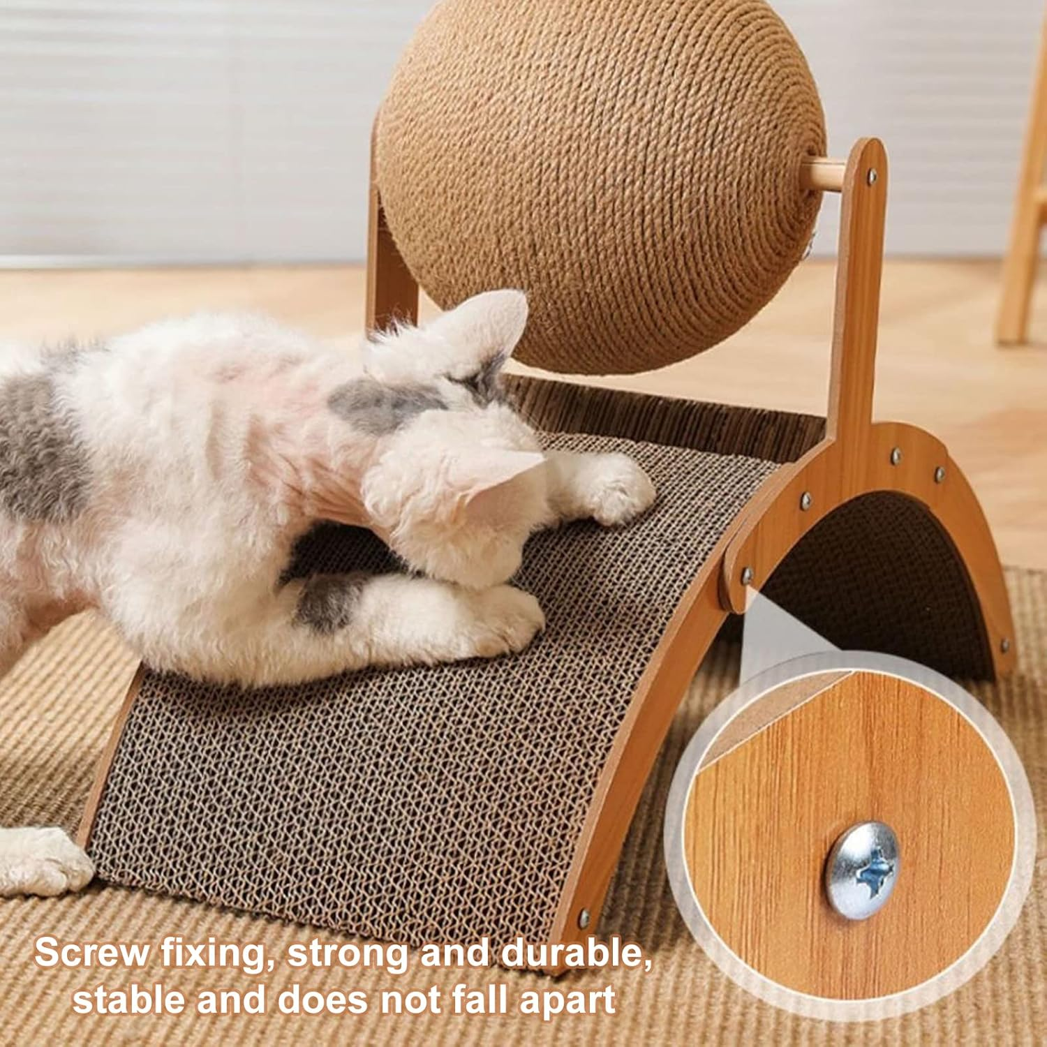 Undres Cat Scratching Board, Cat Toy, Cat Toy Ball, Cat Bed with Scratching Ball, Scratching, Play, Rest for Cats, Beds & Furniture for Cats, Body Building of the Cat Adapted Design image number 4