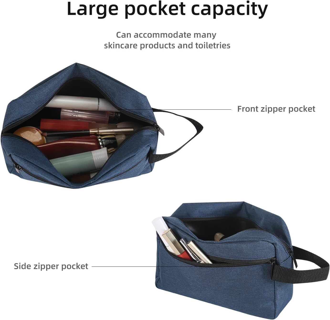 Icramsy Travel Toiletry Bag Toiletry Bag for Women Men Hanging Cosmetic Bag Travel Accessories for Women Men, Navy Blue, Modern - Blue image number 4