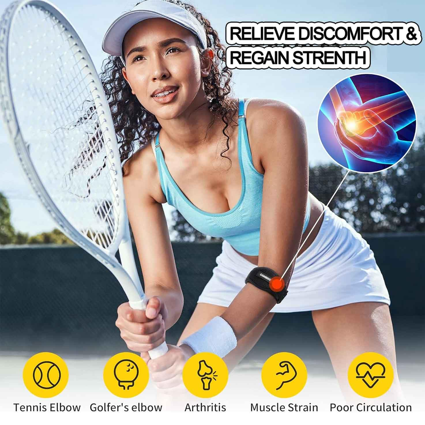 WADY 2 Pack Tennis Elbow Brace, Forearm Clasp Splint Pain Relief Tendonitis Epicondylitis, Elbow Pain Relief for Tendonitis, Adjustable Tennis Golfers Elbow Strap for Men & Women with Compression Pad