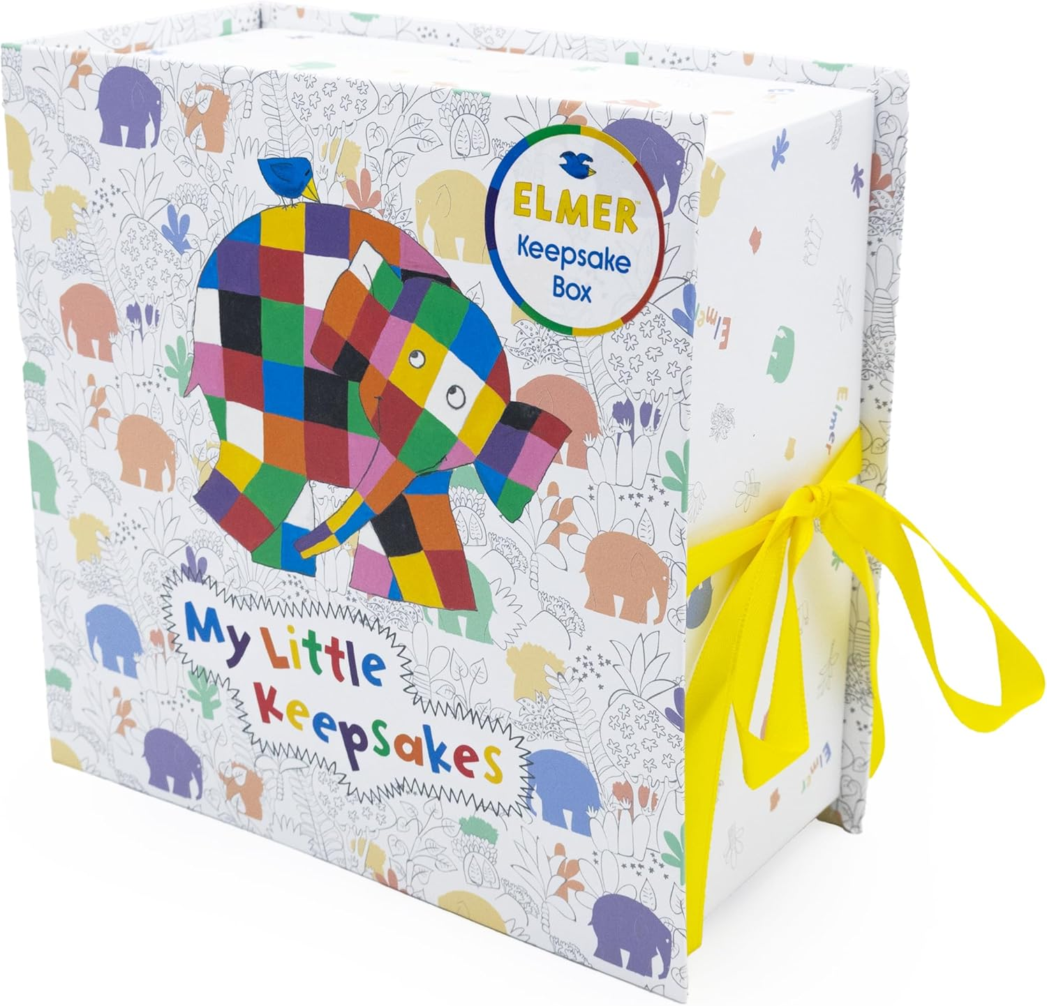 Elmer Baby Keepsake Box &ndash; 6 Drawer Memory Box for Newborn Mementos &ndash; Baby Gift with Ribbon Closure &ndash; Official Licensed Gift image number 4