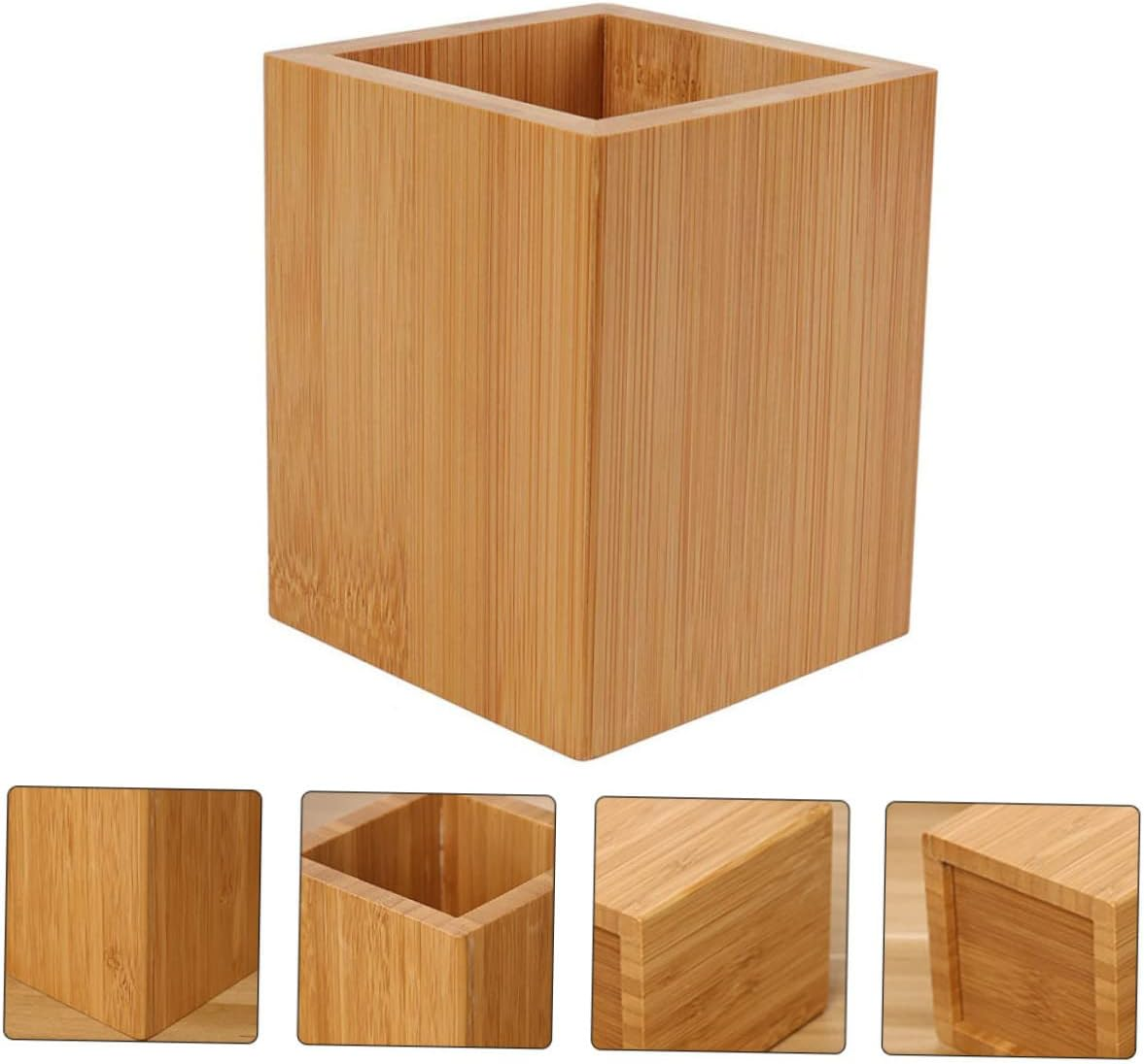 NUOBESTY Bamboo Storage Box for Desktop Pen Holder Natural Style Pen Basket Multifunctional Organizer for Office and Home Decorative Accessories image number 3