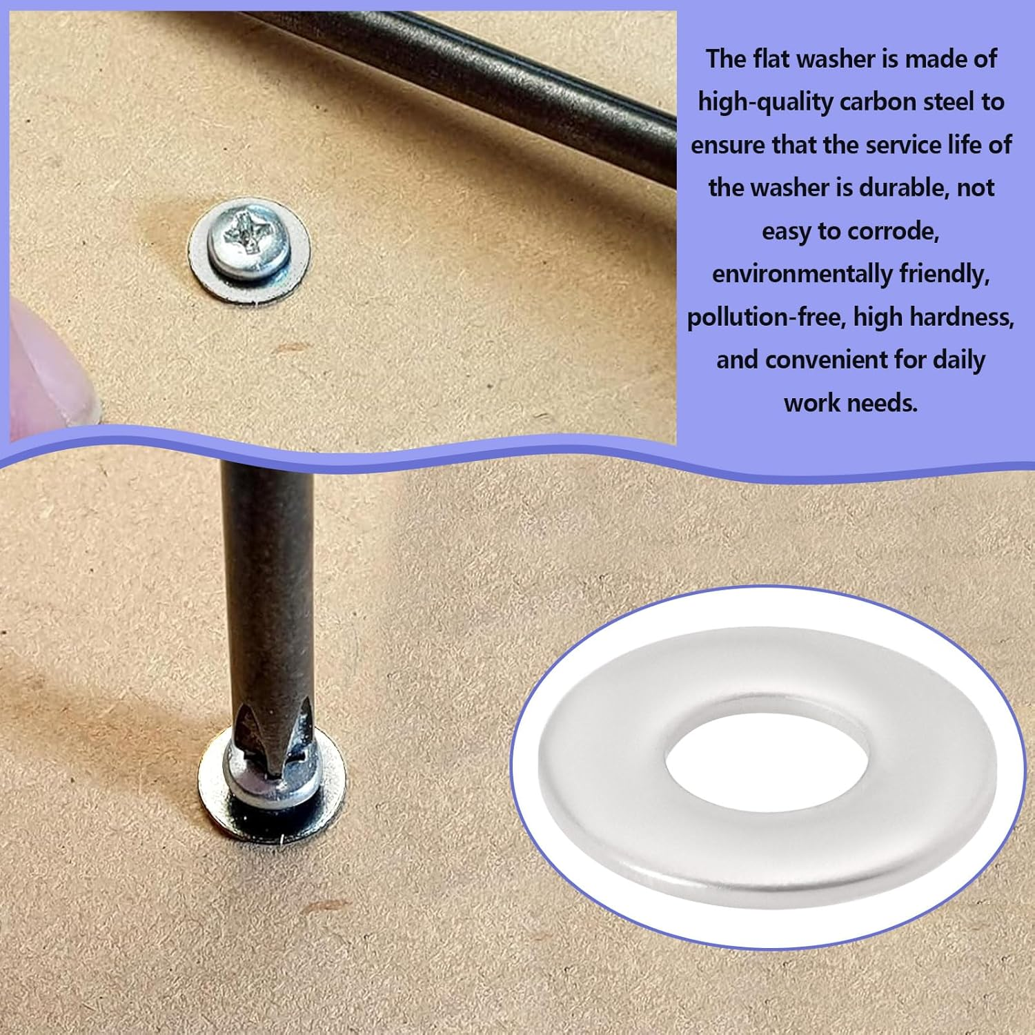 YINETTECH 100Pcs 304 Stainless Steel Flat Washers M5X12Mm round Seal Washer Spacer for Home Office Shop Factory Screw Hardware and Lock Repair image number 5