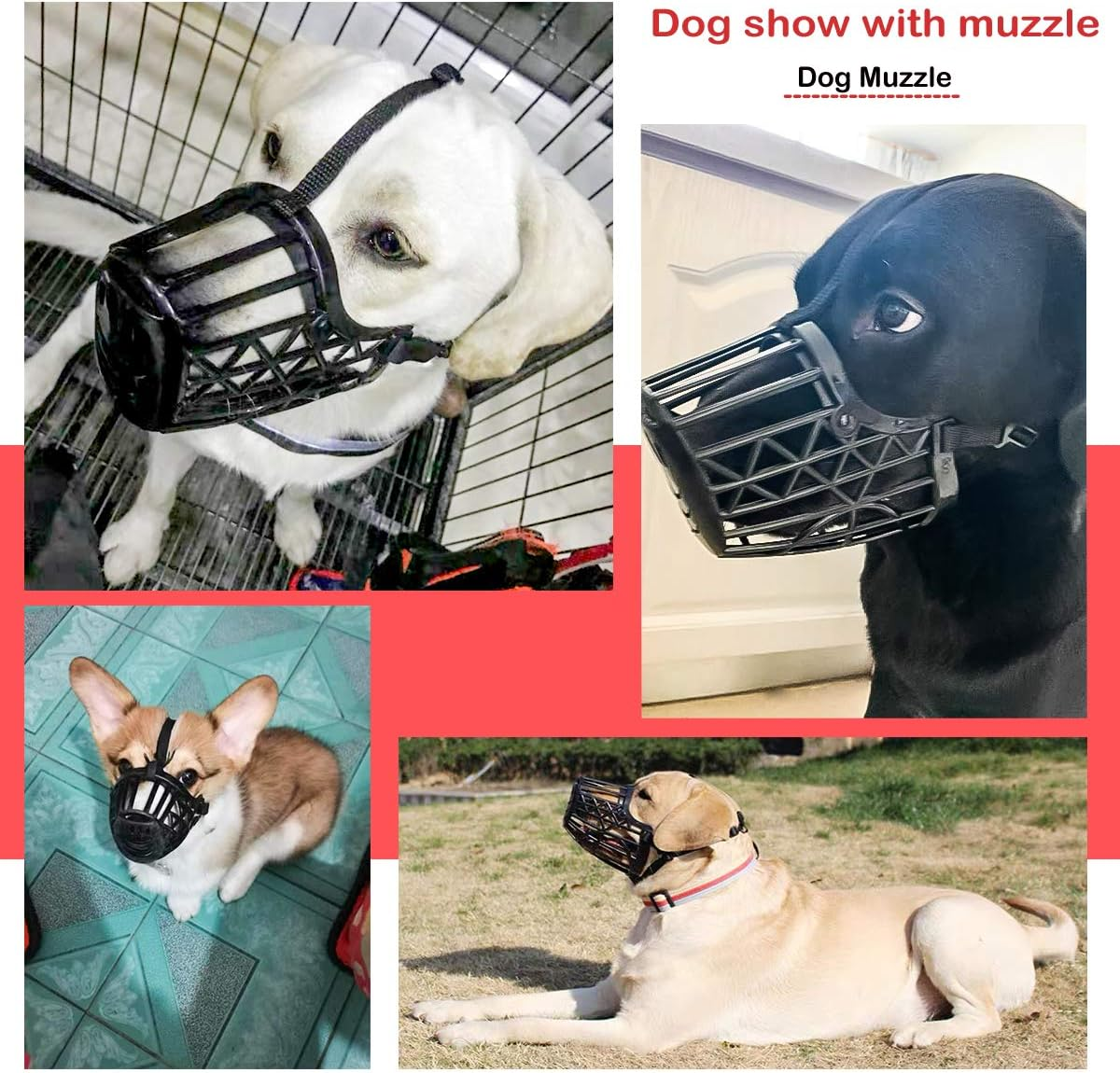 Basket Dog Muzzle for Large Medium Small Dogs, Cage Muzzles to Prevent Biting Chewing Licking Scavenging, Mouth Cover with Adjustable Strap for Vet Visits, Grooming, Walking (Size 2, Black) image number 4