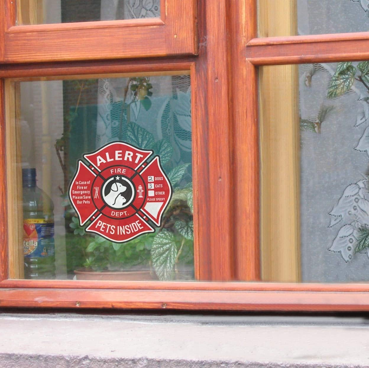 Pet Alert Stickers Static Cling Window Decals Emergency Pets Rescue Sign (10 Pack) with Bonus: Pet Home Alone Wallet Key Tag image number 3