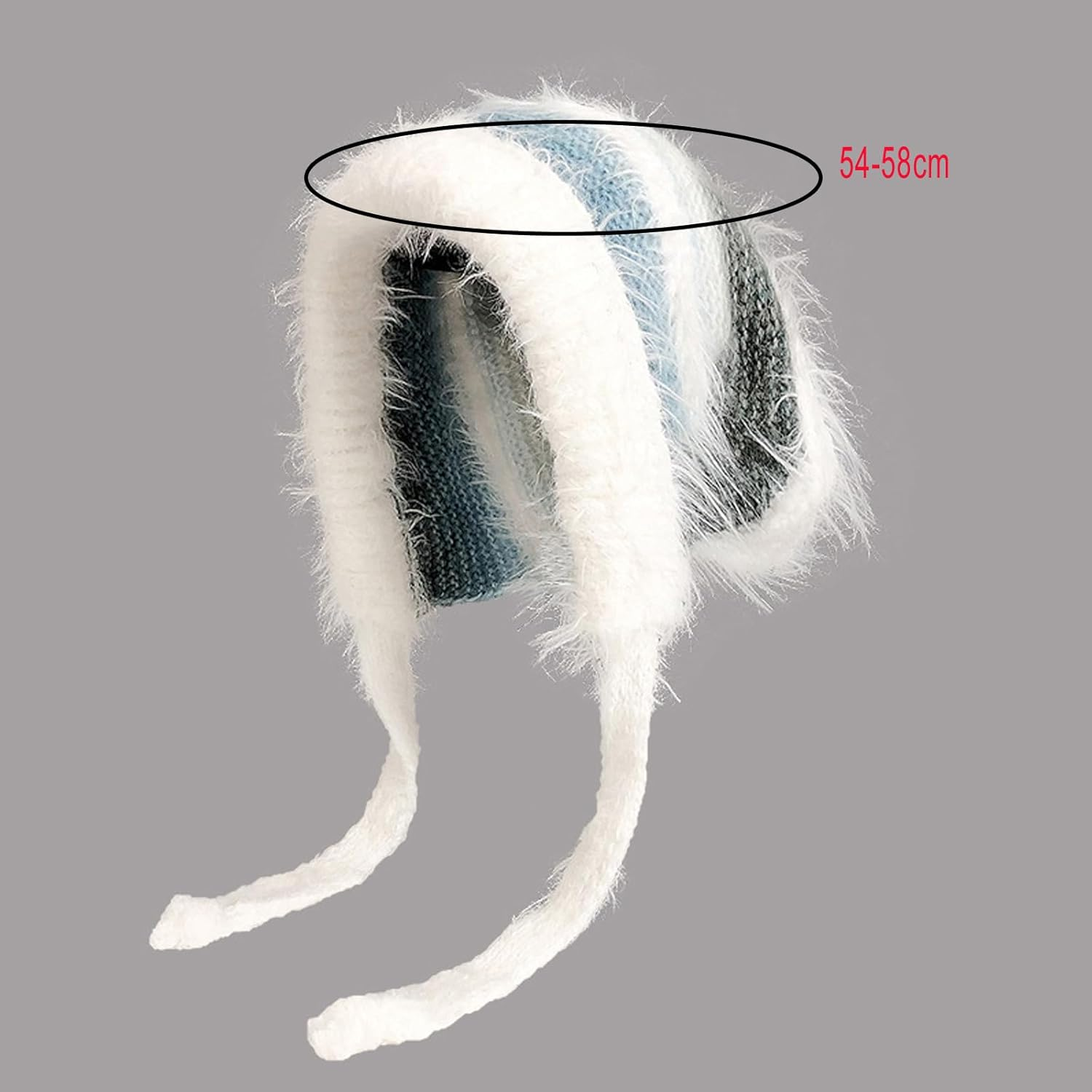 AWOCAN Women Fluffy Faux Fur Hat Winter Knitted Slouchy Beanie Cap Windproof Cover Ears Beanie Hat - Blue image number 6