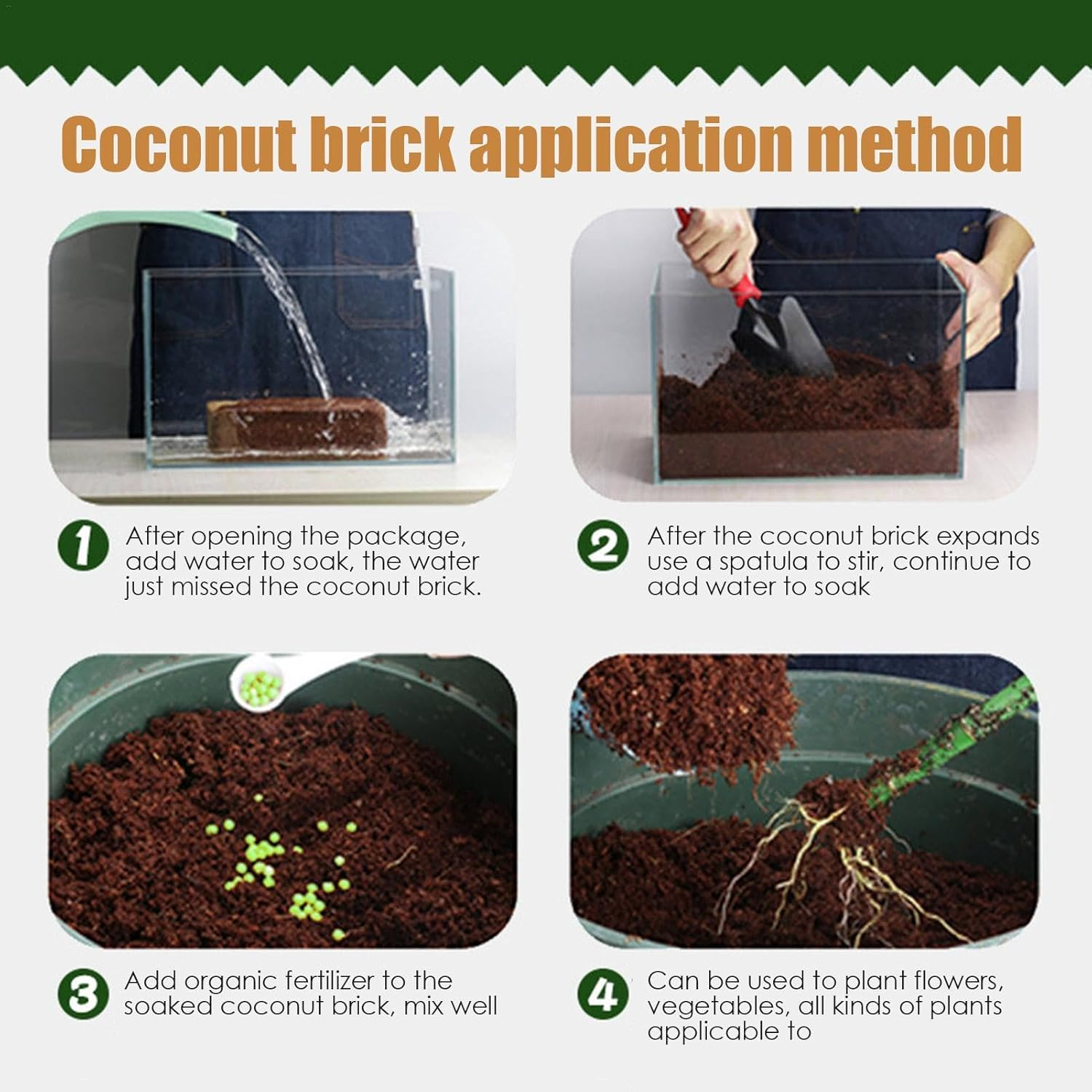 Coco Peat | Organic Coco Coir Chips with Low EC and PH Balance - Natural Coconuts Fiber, High Expansion Plant Soil, Gardening Supplies for Fruit Vegetable Crops image number 6