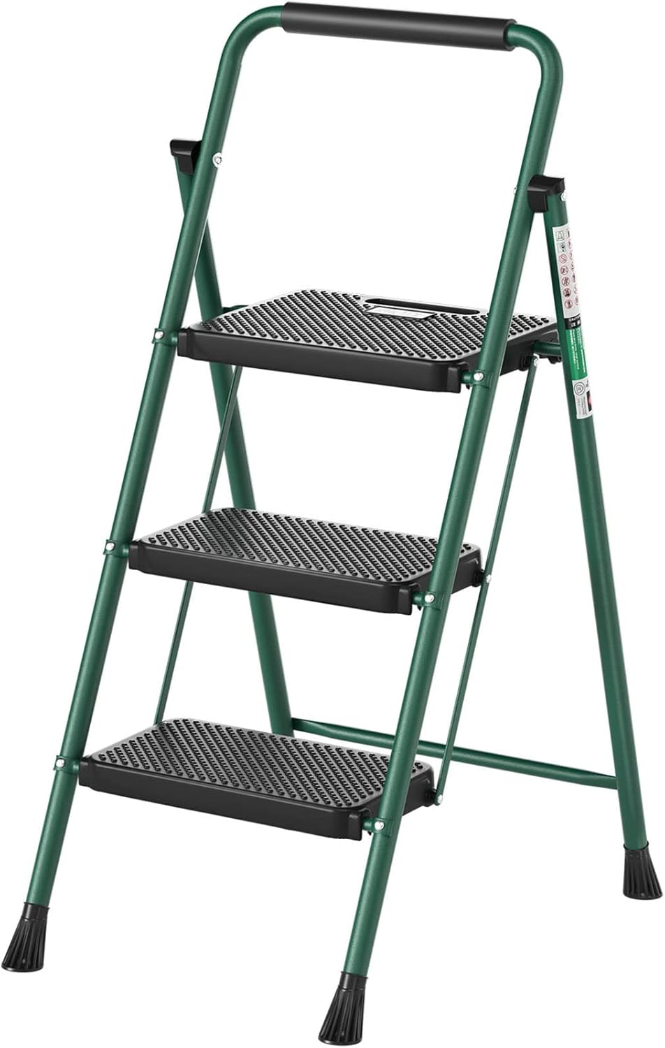 3 Step Ladder, RIKADE Folding Step Stool, Step Stool with Wide Anti-Slip Pedal, Lightweight, Portable Folding Step Ladder with Handgrip, Multi-Use Steel Ladder for Household and Office image number 6