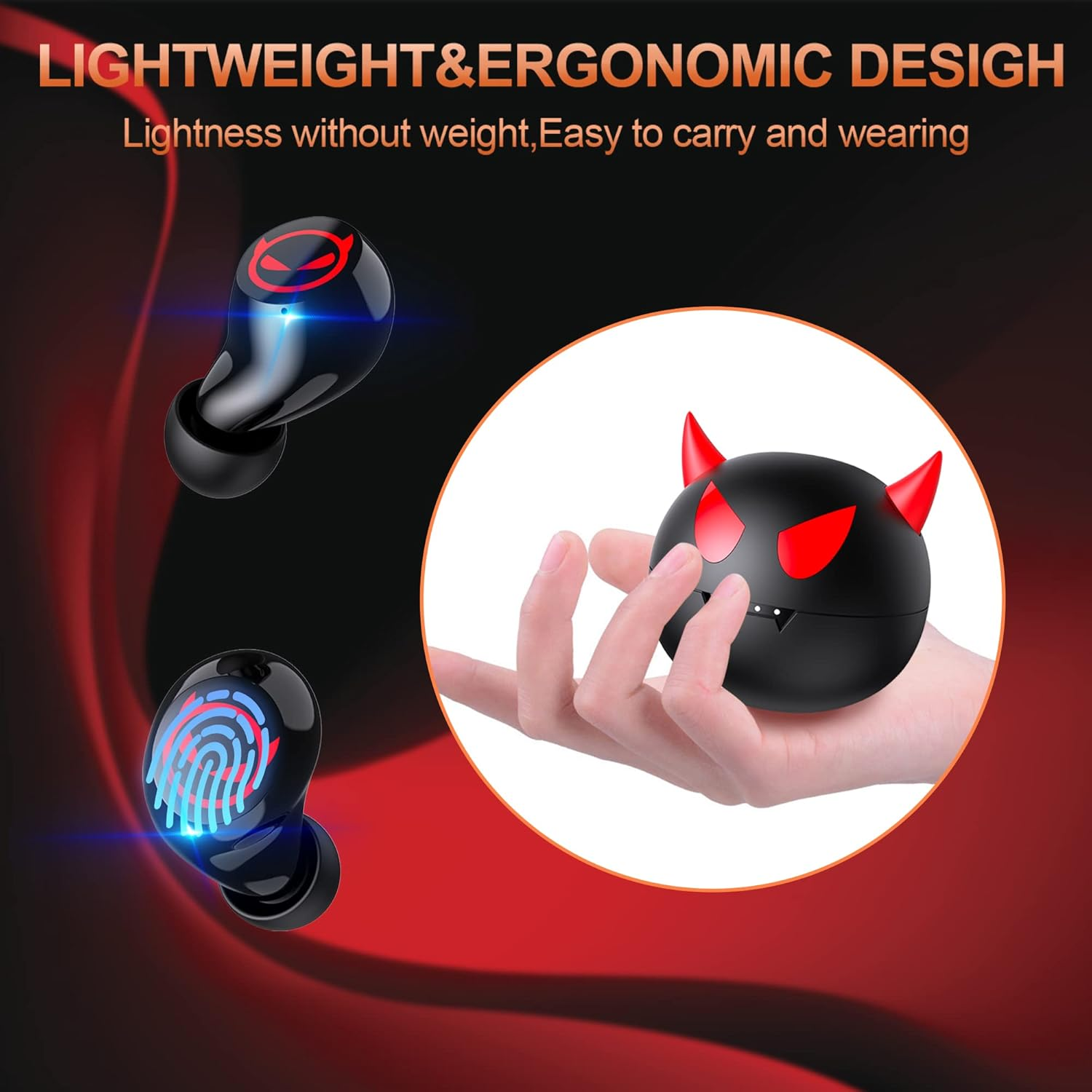 Personalise Bluetooth Headphones,Intelligent Touch,Noise Cancelling Wireless Earbuds,Bass Boost Stereo Sound,36H Playtime and IPX5 Waterproof,With 3(S M L)Ear Cups,Kids Wireless Earbuds for Small Ears - Black B85 image number 3