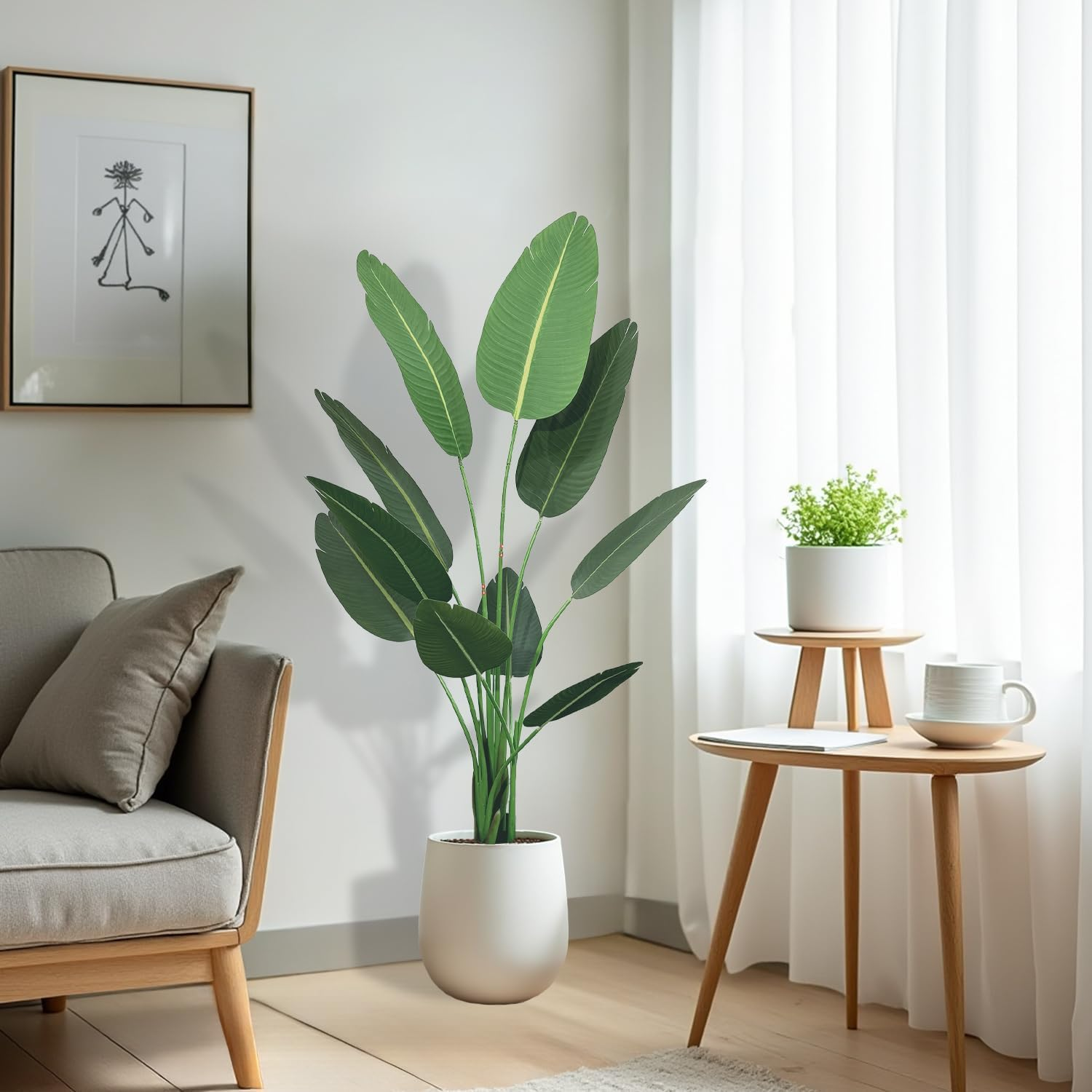 Artificial Bird of Paradise Plant - Realistic Faux Tropical Artificial Plants, Tall Fake Plants Potted Tree for Indoor Home Decor, Office, Maintenance-Free Greenery (5.25Ft/160Cm) image number 3