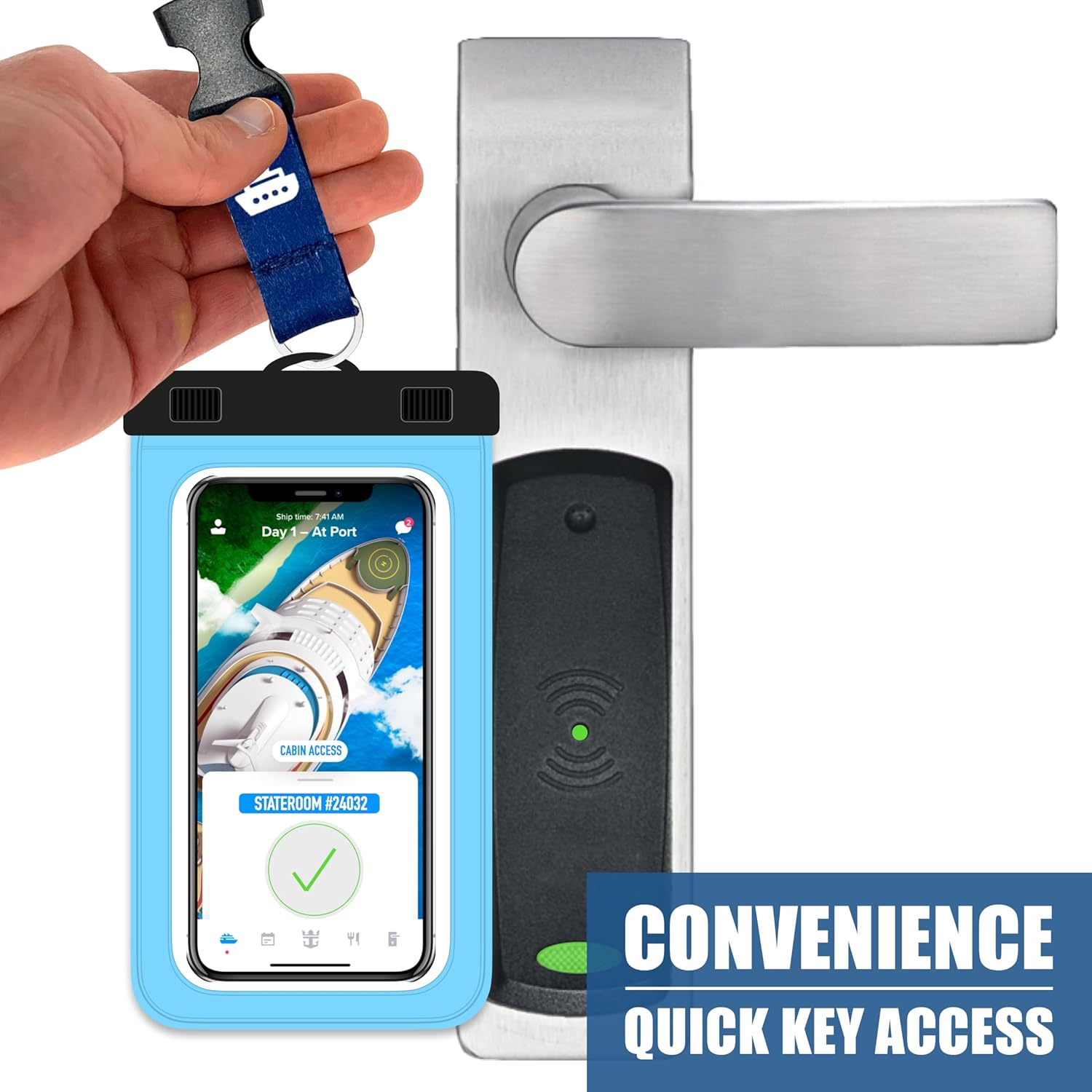 Cruise Lanyards Waterproof Cell Phone Pouch Dry Case with Touch Screen [2 Pack] Blue image number 4