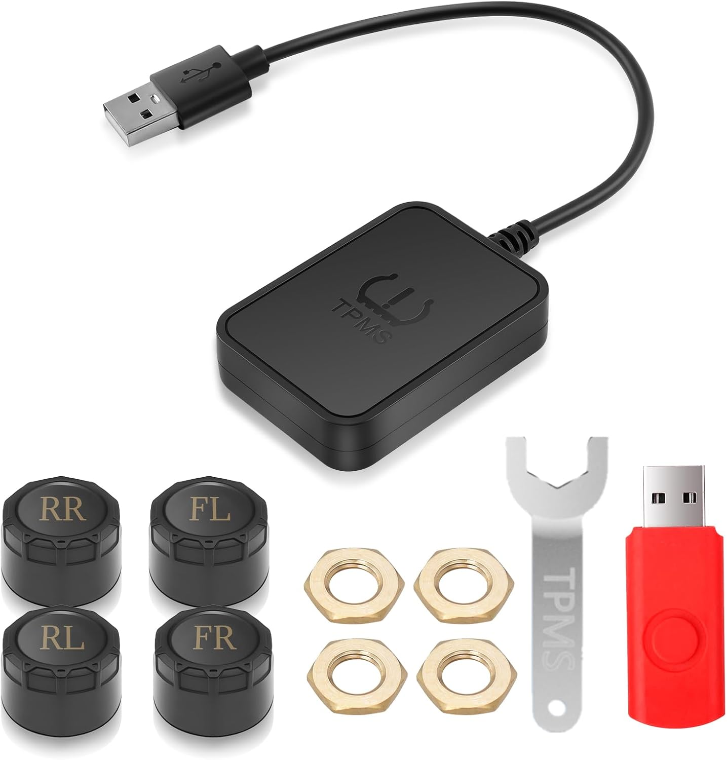 Avutrel TPMS Tyre Pressure Monitoring System 0-8 Bar Tyre Pressure Monitor with USB Charge, 4 Tyre Pressure Sensors, Android Navigation Display Compatibility, Universal Tool for Cars, Caravans image number 1