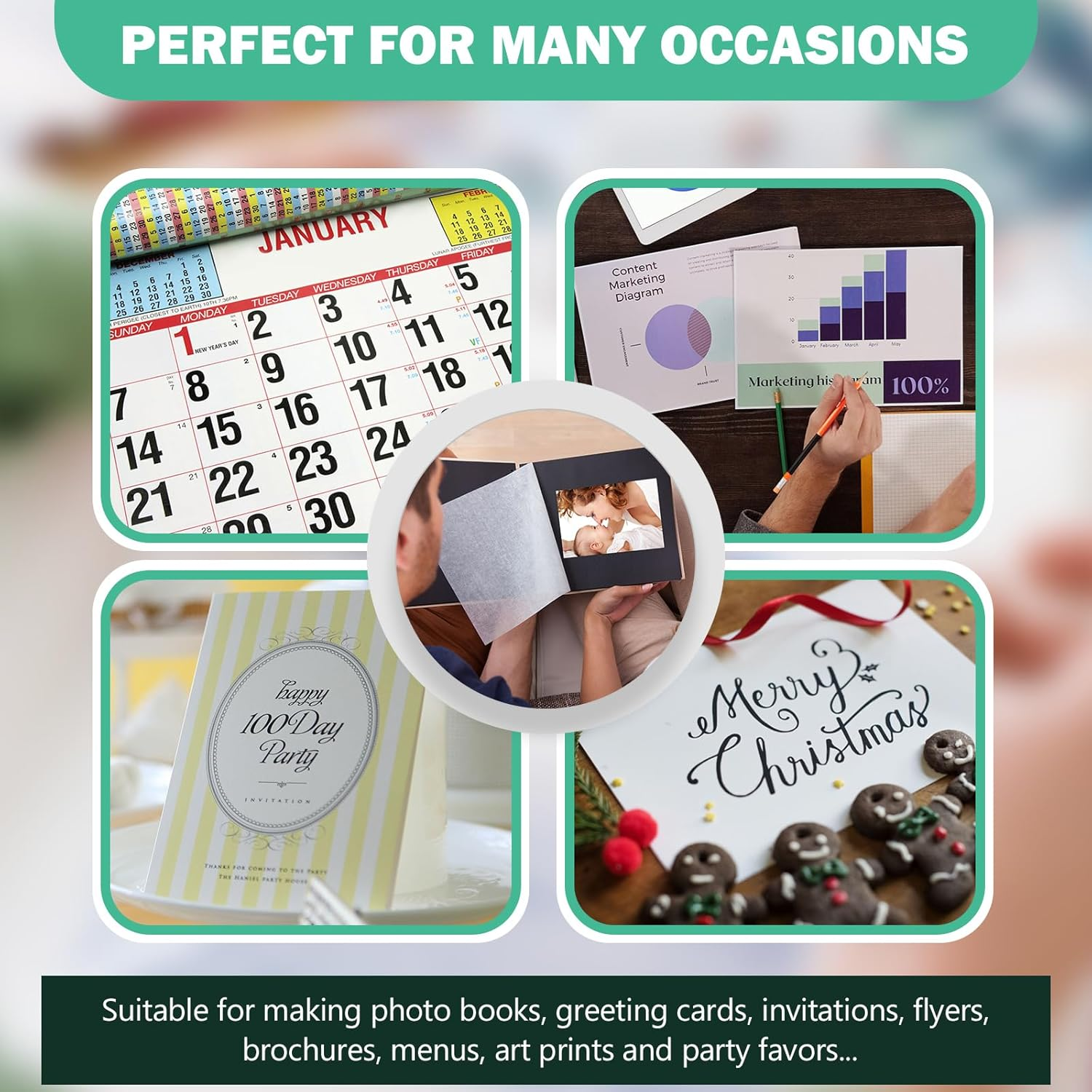 5X7 Photo Paper 100 Pack, 52Lb Glossy Photo Paper for Inkjet Printer, 200Gsm image number 4