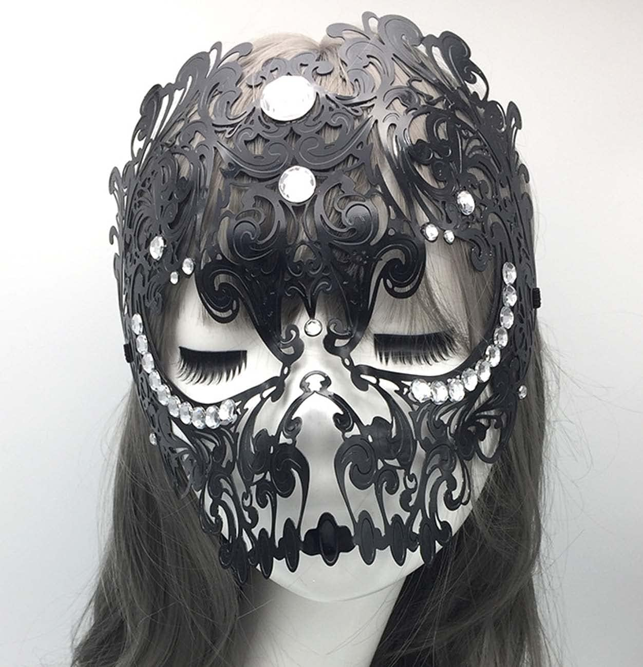 Sheliky Masquerade Mask Mardi Gras Costume Mask Christmas Cosplay Metal Party Mask - Black image number 6