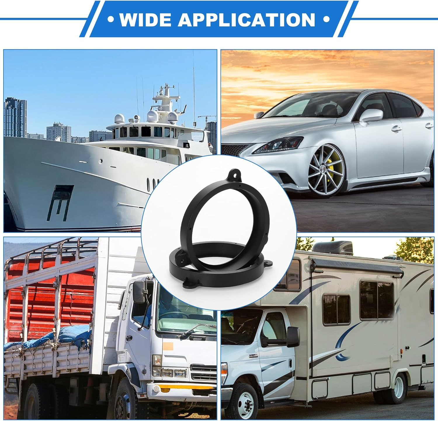 X AUTOHAUX 2 Pcs Speaker Spacer Ring Tweeter Speaker Spacer Adapter for Subaru Forester 2008-2018 Waterproof for 6.5'' ABS Black Front