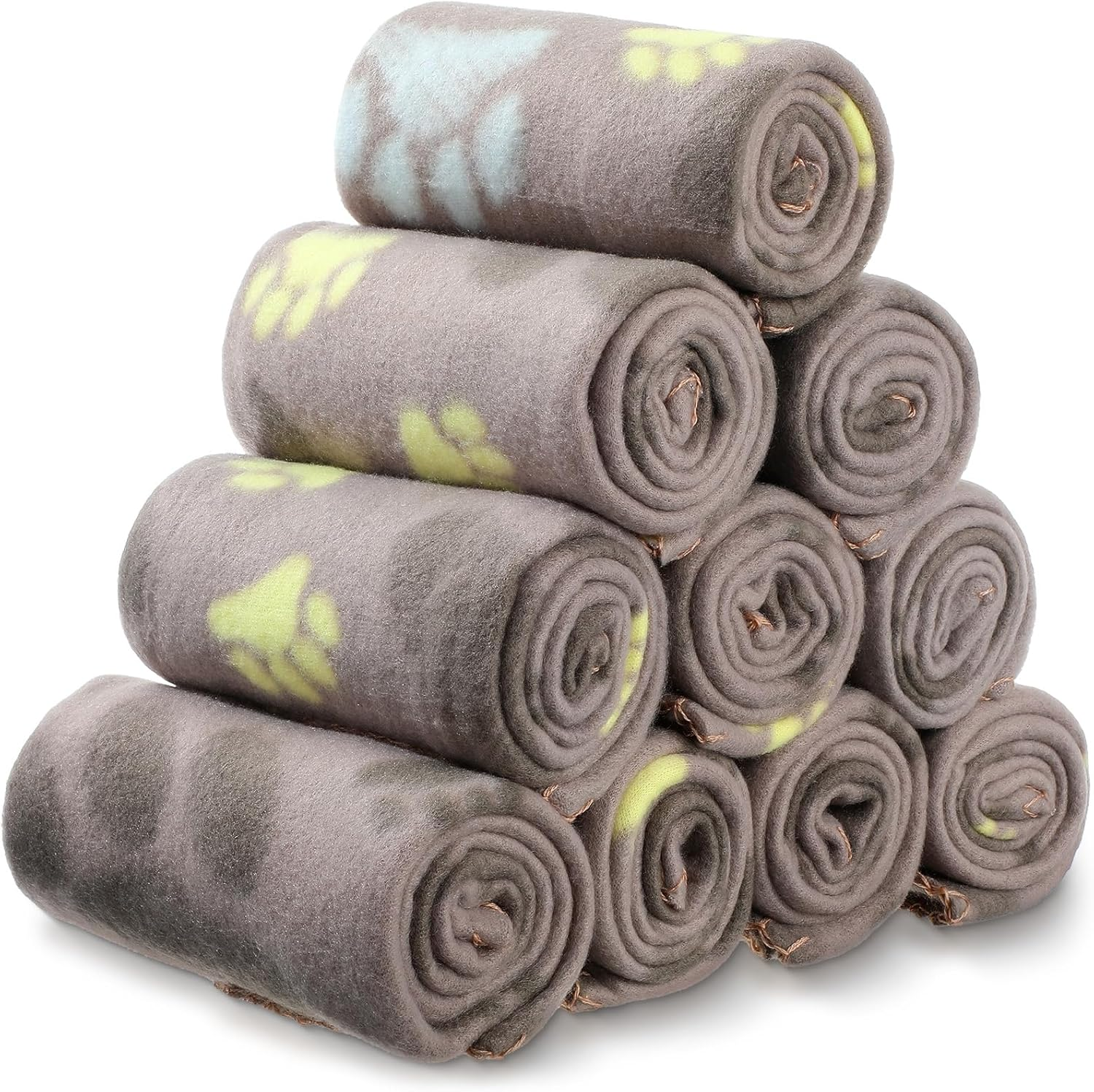 10 Pieces Pet Blankets with Paw Print Dog Cat Soft Fleece Blankets Sleep Mat Pad Bed Cover for Kitten Puppy and Other Small Animals, 24 X 28 Inch (Vibrant Color)