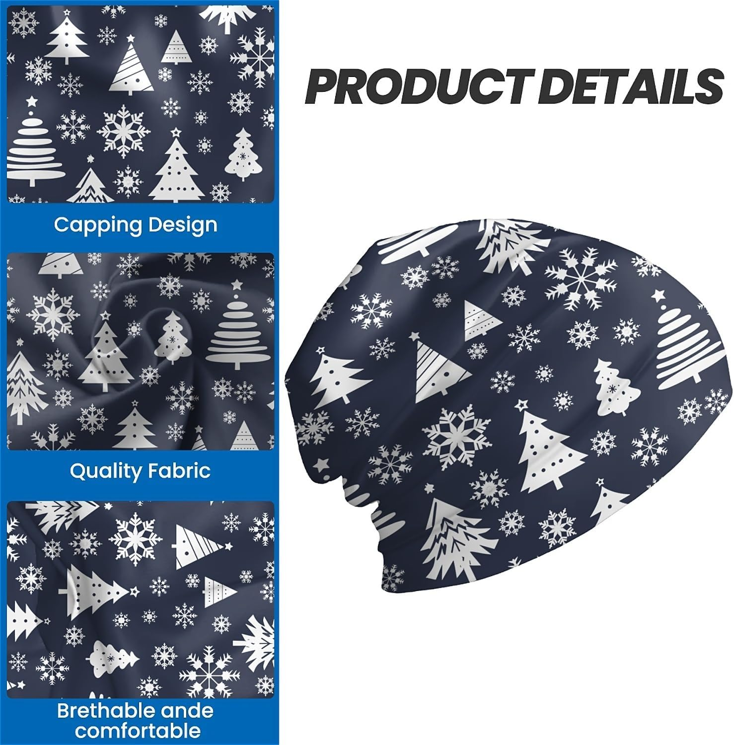 Christmas Women'S Slouchy Beanie for Men Hat Adult Dwarf Hats Chemo Cap Cancer Headwear Caps Baggy Skull Sleep Cap Nightcap image number 1