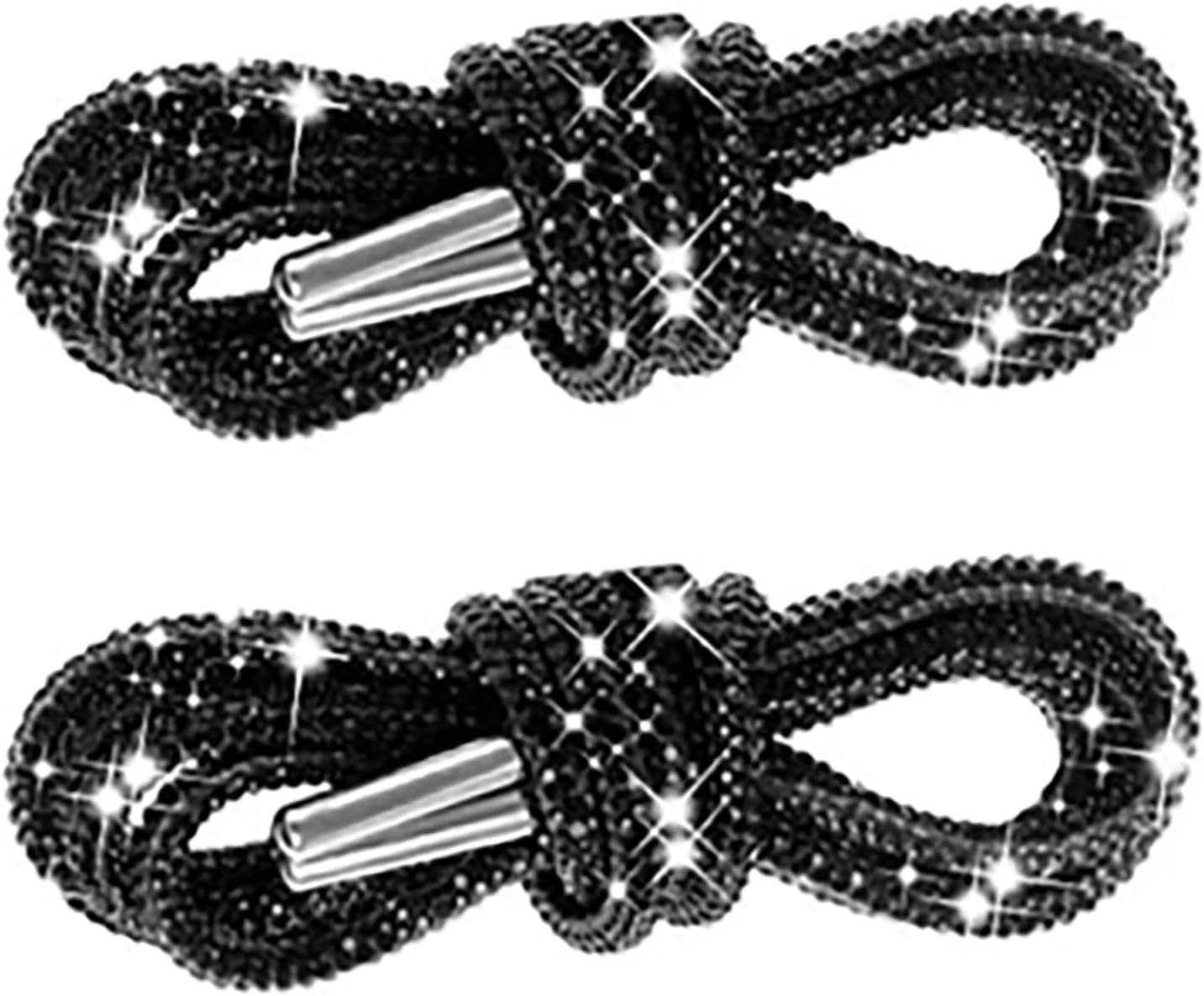 2Pcs Black Rhinestone Shoelaces, Lightweight 4Mm Diameter 120Cm Length, Cotton Thread and Rhinestones, Great Decoration for Clothing, for Tennis Shoes, Boots, Running Shoes image number 6