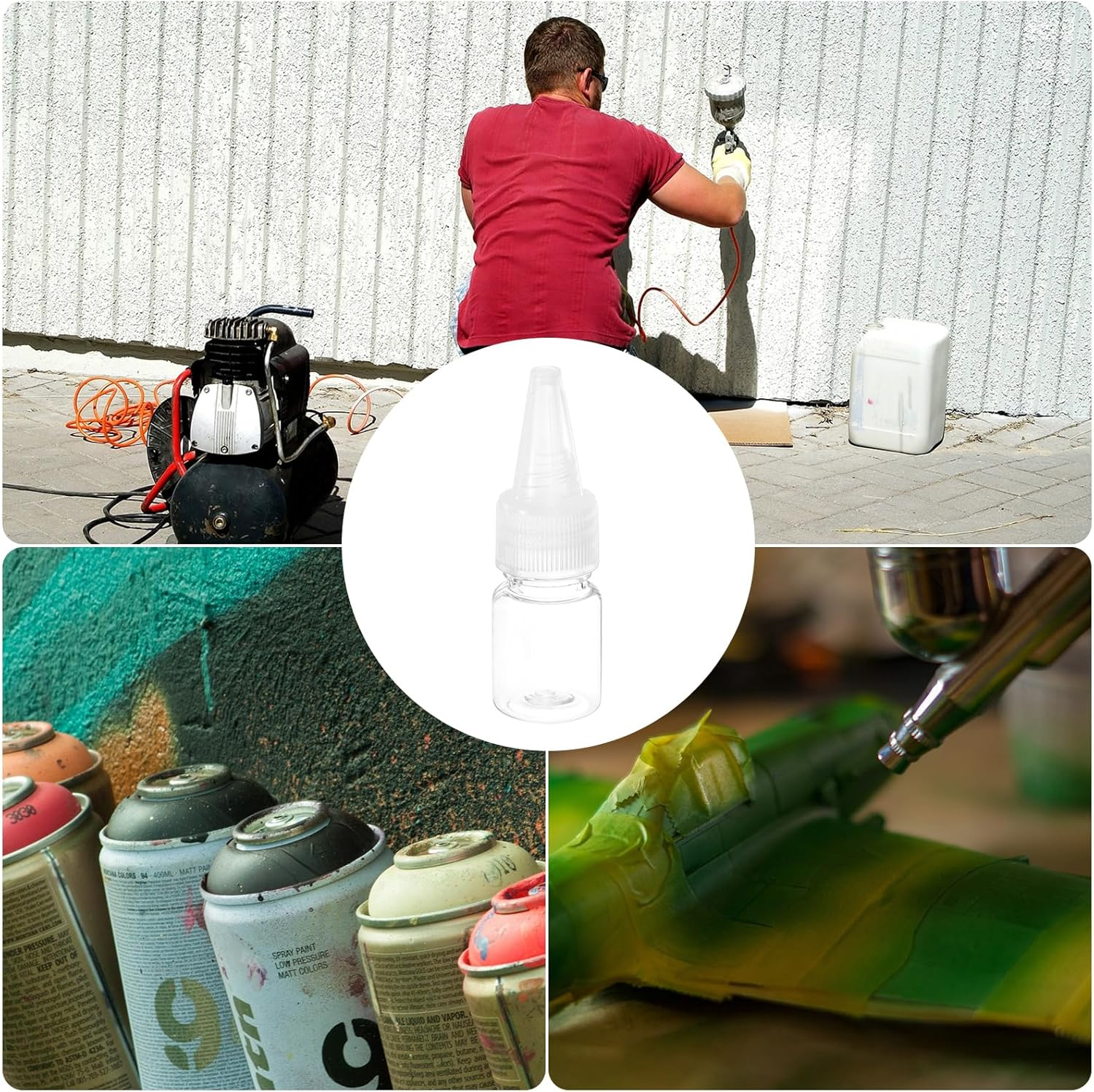 Uxcell 10Ml Small Squeeze Bottle, 10 Pcs Glue Bottle Applicator Bottle Air Brush Bottles Mini with Steel Ball for Paint Gun Oil Glue DIY Air Craft Tie Dye image number 4