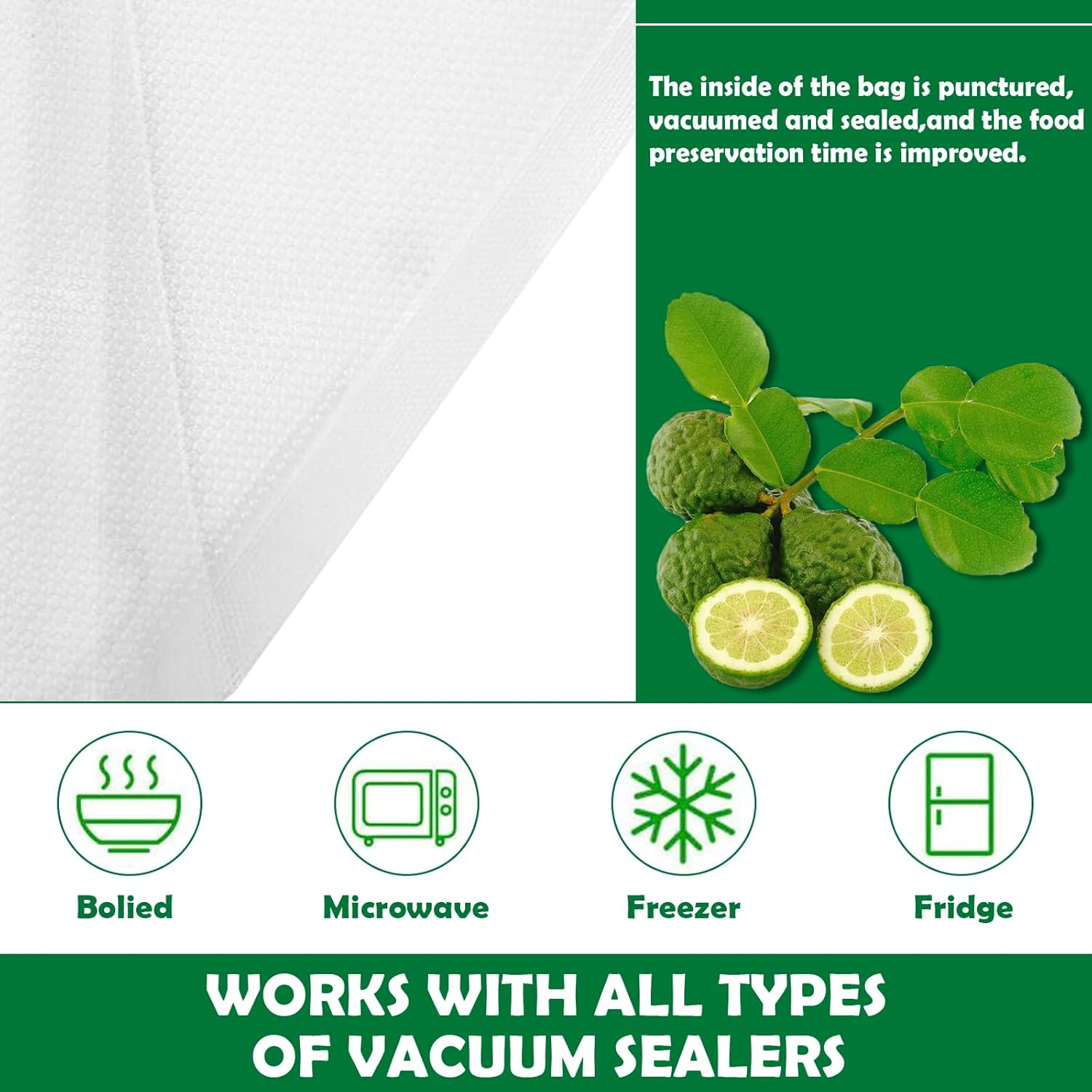 20X30Cm Vacuum Sealer Bags 50Pack, BPA Free Food Storage Bags, Heavy-Duty, Compatible with All Vacuum Sealers, Perfect for Sous Vide, Freezing, and Meal Prep image number 3