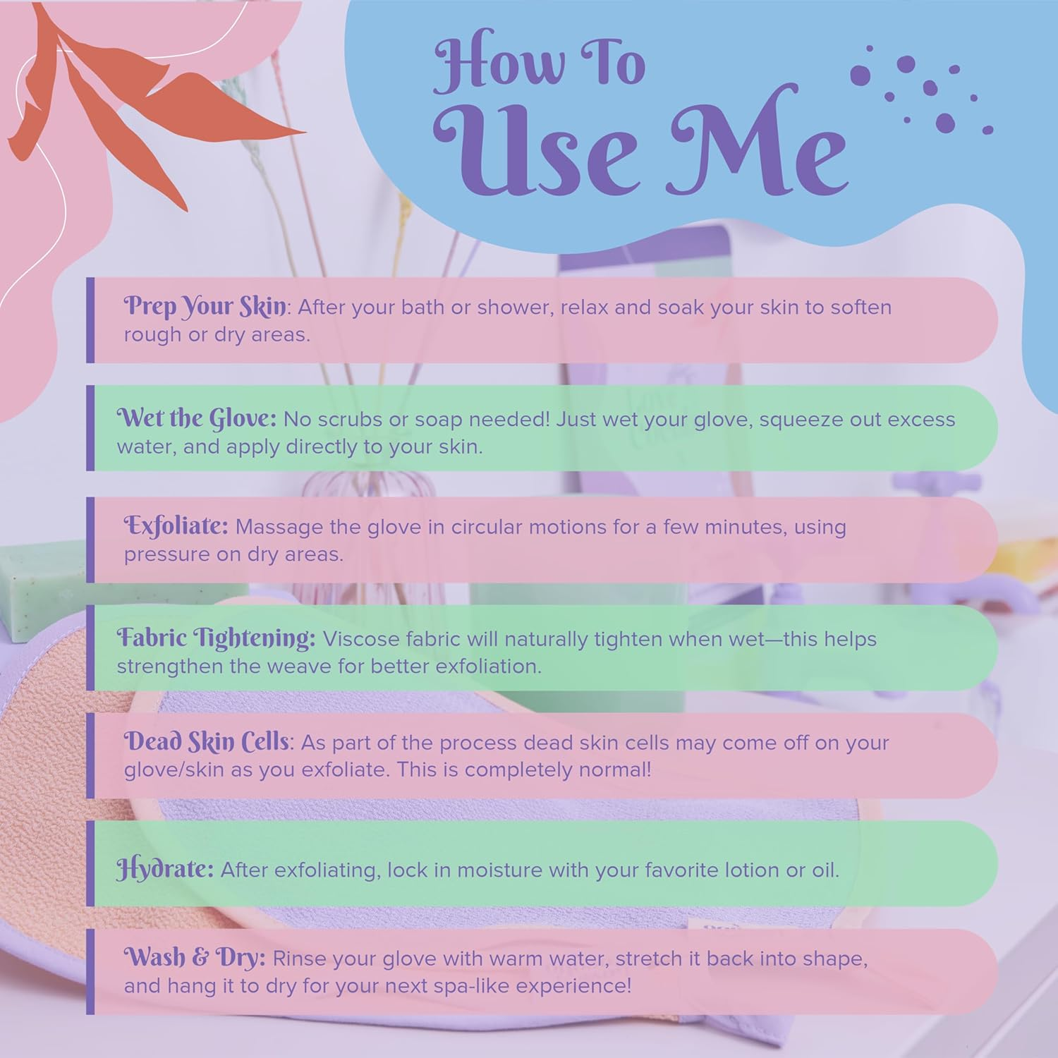 Exfoliating Glove | Body Scrub Mitt | Dead Skin Exfoliator | Kessa Gloves | Tan Remover | Targets Keratosis Pilaris Ingrown Hair | Hammam Moroccan Shower Mitts | Eco Biodegradable | 2Pcs image number 5