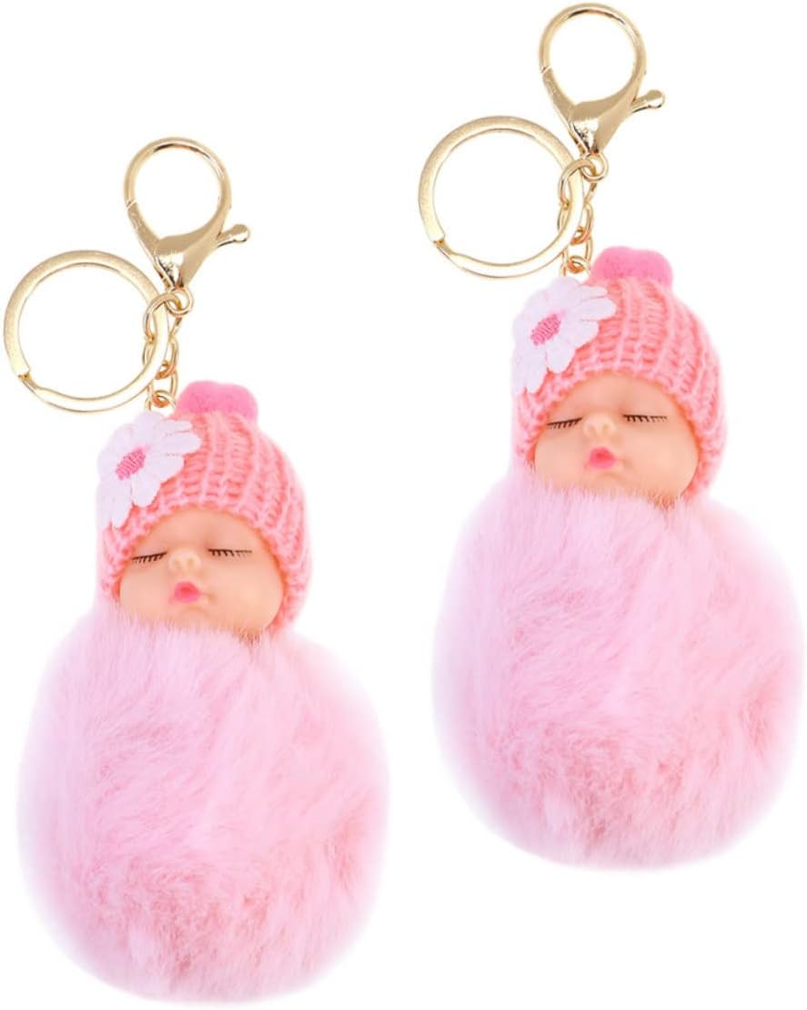 FOYTOKI 2Pcs Stylish Plushie Keychain Keyring Pompom Decor Decorative Bag Pendant Cartoon Charm