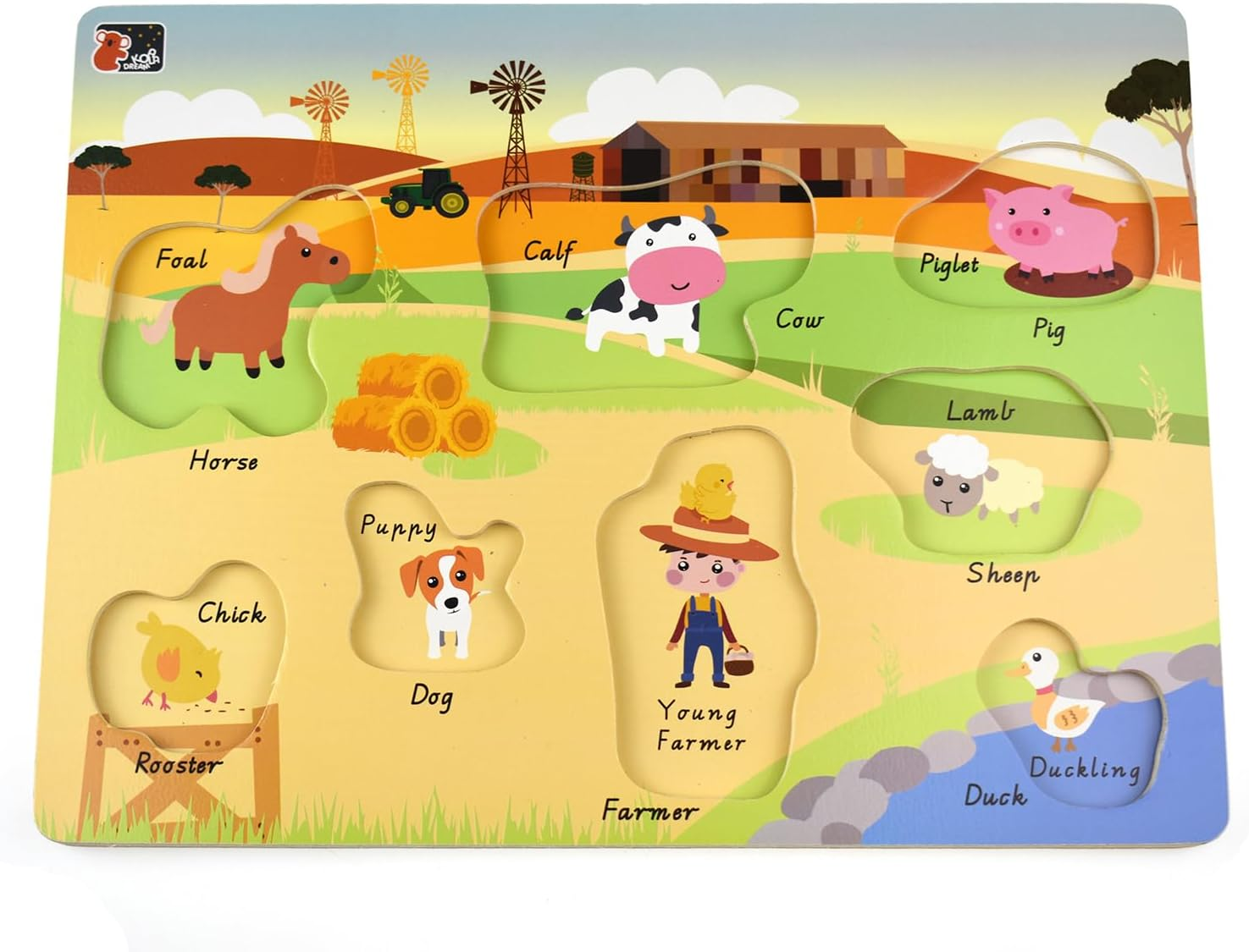 Koala Dream 2 in 1 Australian Farm Animal Peg Puzzle - Educational Pegboard Puzzle image number 3