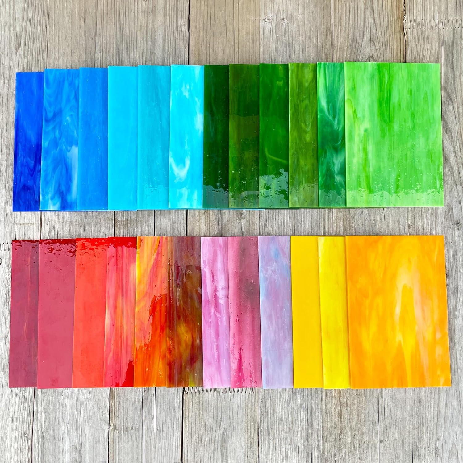 LITMIND 24 Sheets Stained Glass Variety Pack, 4 X 6 Inch Cathedral Art Glass, Mosaic Glass Supplies for Crafts, Assorted Colors Glass Sheets for Stained Glass Projects, ZJ-2401 image number 3