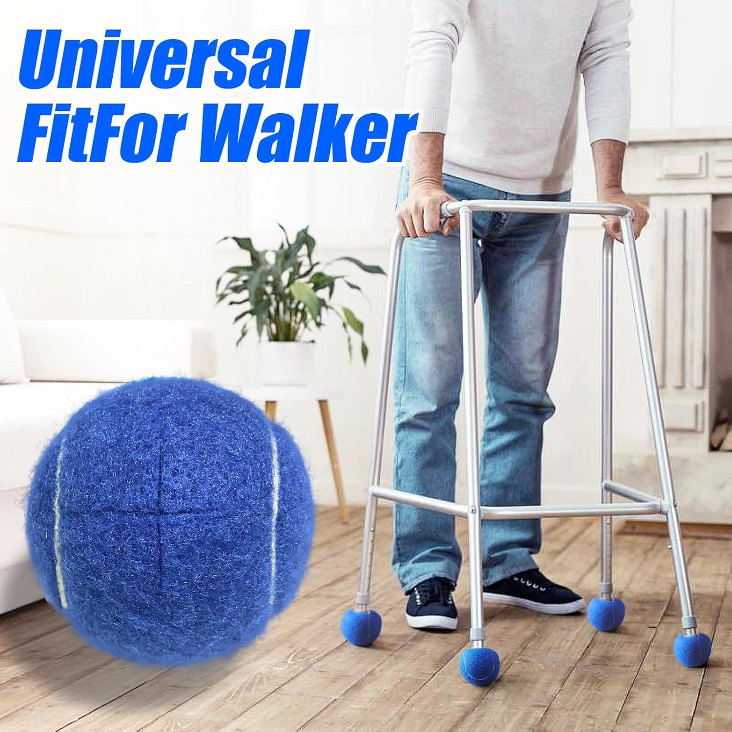 ZUJEAM Walker Tennis Balls, Precut Tennis Balls for Walkers, Walker Glide Balls for Chairs, Desks, Furniture Legs and Floor Protection, Heavy Duty Long Lasting Felt Pad Glide Coverings - Gray-4Pcs image number 5