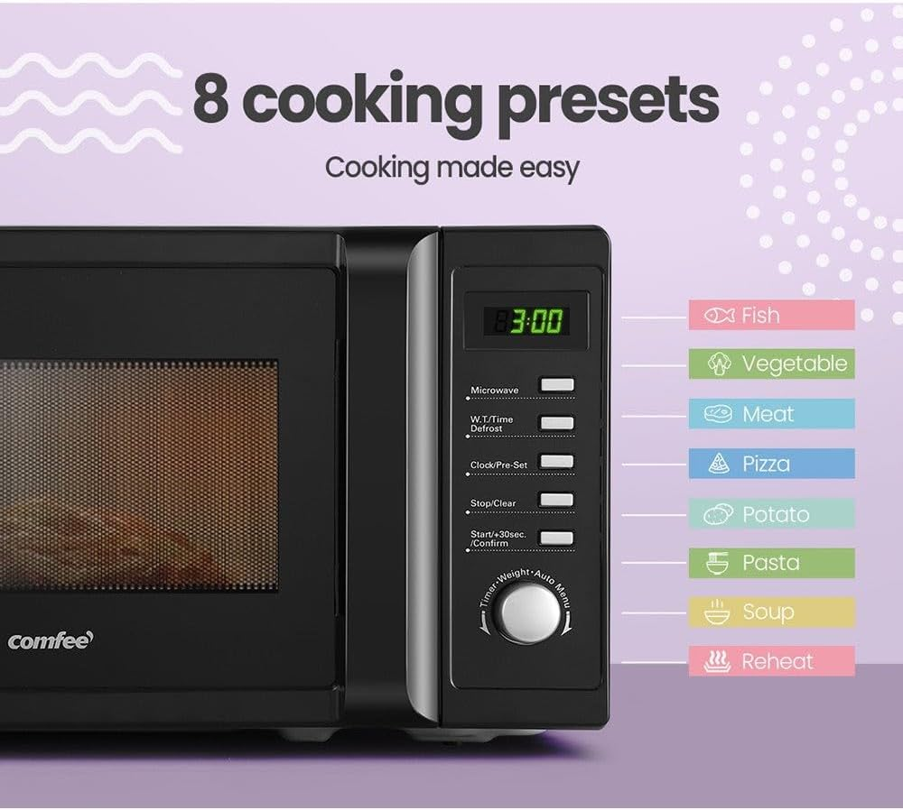 Comfee 700W Kitchen Microwave Oven, 20 Liter Capacity, Black image number 5