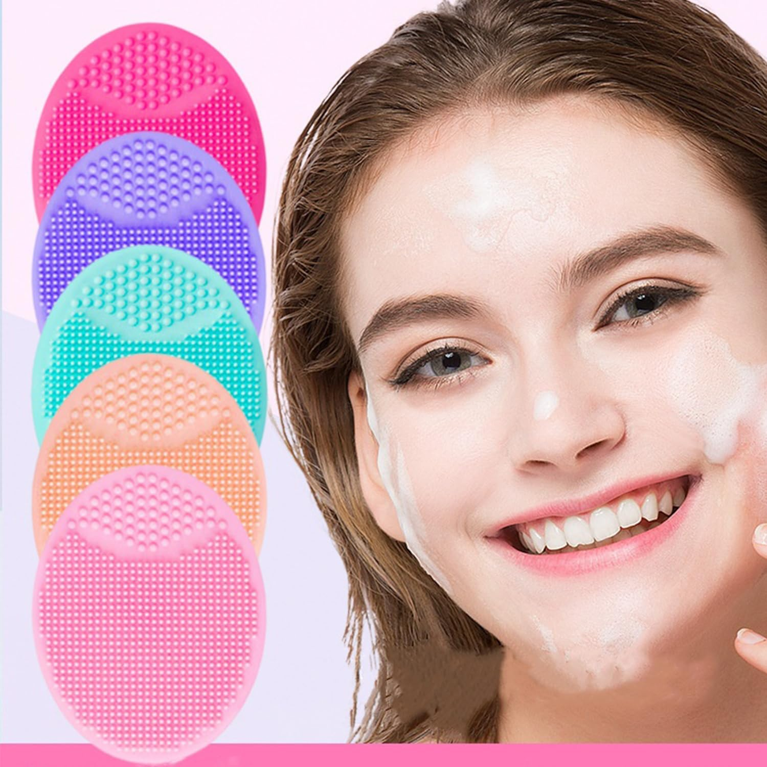 Taicols 6Pcs Silicone Face Scrubber Kit Facial Cleansing Brush Manual with Lip Exfoliator Brush Face Mask Brush for Skin Care,Face Cleansing Brush,Silicone Face Manual Facial Cleanser and Massager,Soft Face Exfoliator, for All Kinds of Skins