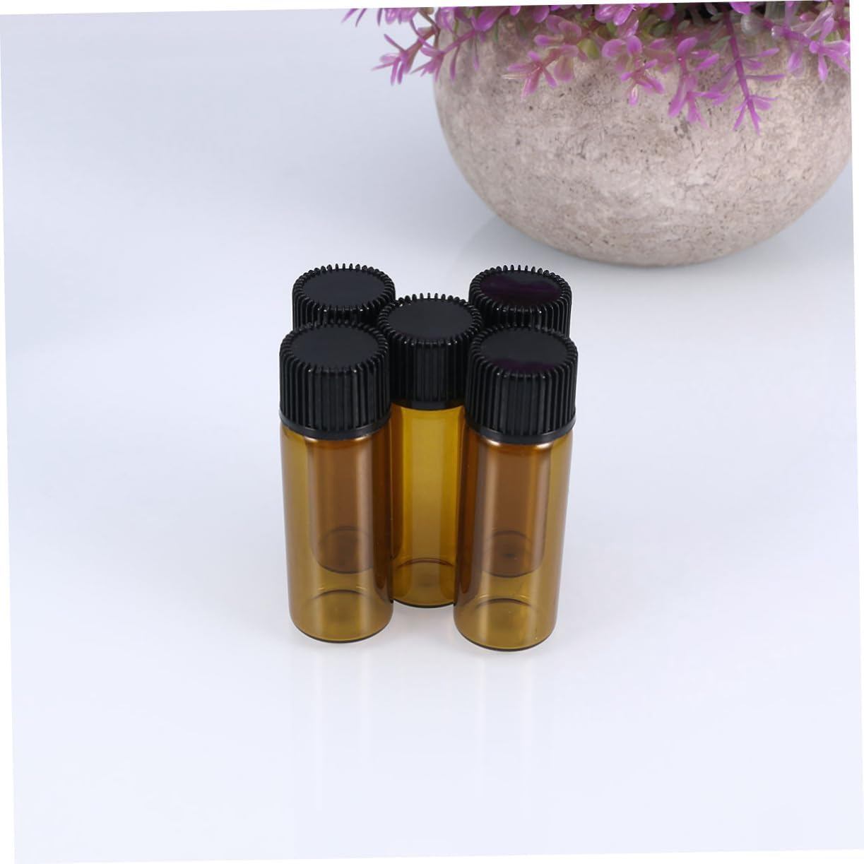 ULTECHNOVO Material Essential Oil Bottle 5Ml Mini Glass Vials Sample Bottles Screw Cap Brown Travel Size image number 5