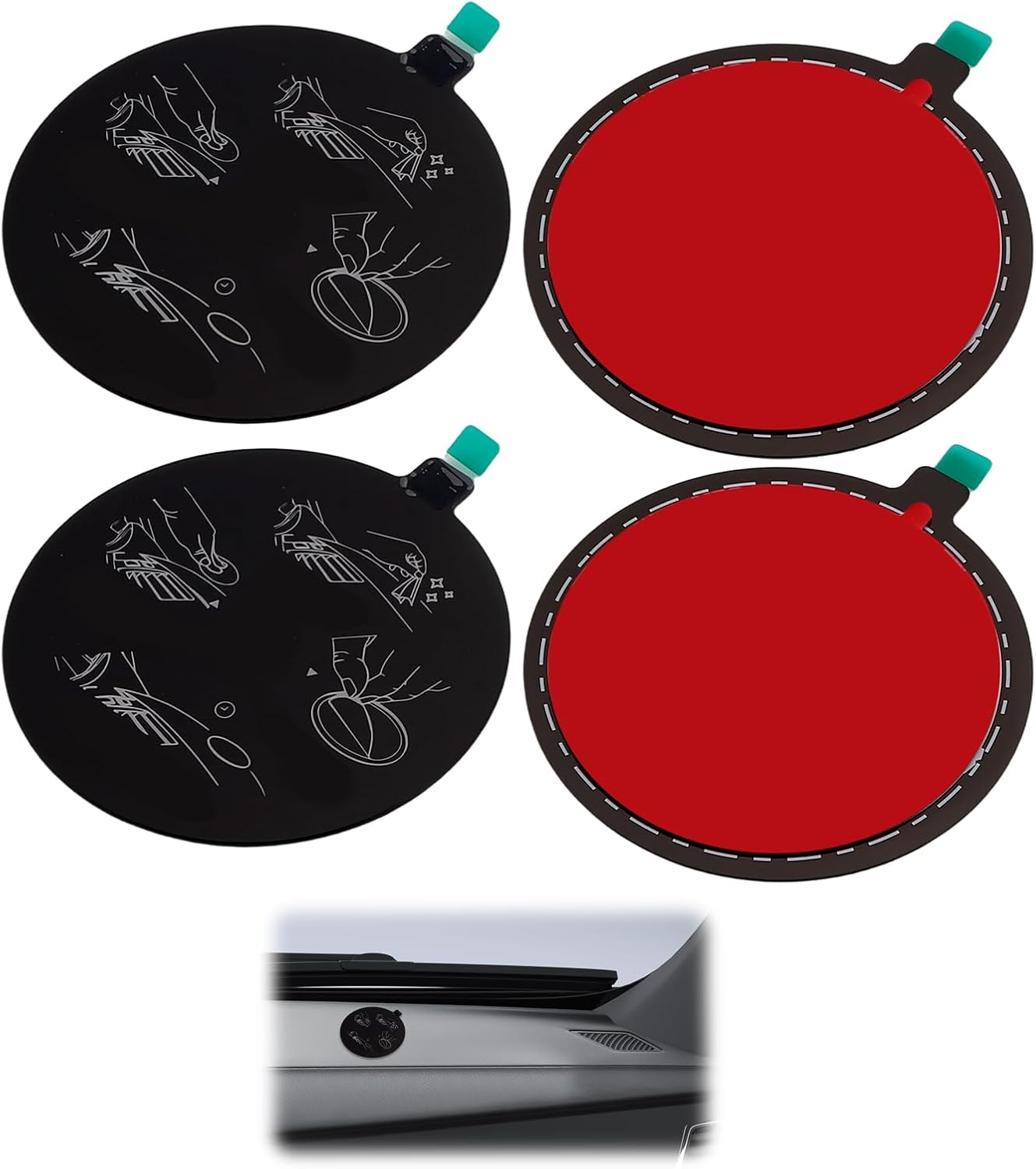 4 Pcs Dashboard Mount Pad with 3M Adhesive,77Mm Diameter Suction Cup for Phone Holder and GPS Mount, Black Universal Dash Cam Disk 7Cm Adhesive Base Car Accessories Mounting Solution image number 1