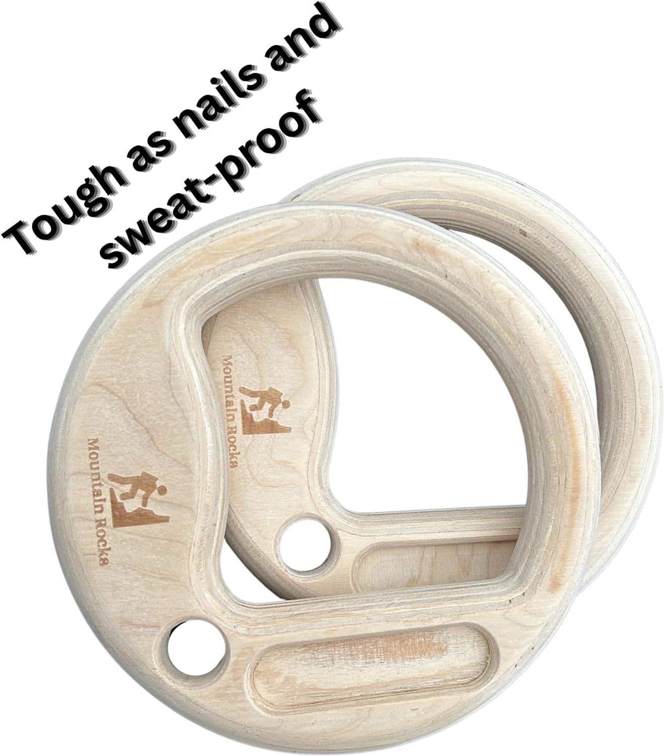 Wood 32Mm Gymnastic Rings with Finger Training Hangboard and Adjustable Numbered Straps | Olympic Rings for Core Workout, Crossfit, Bodyweight Training | Portable Climbing Training Board image number 4