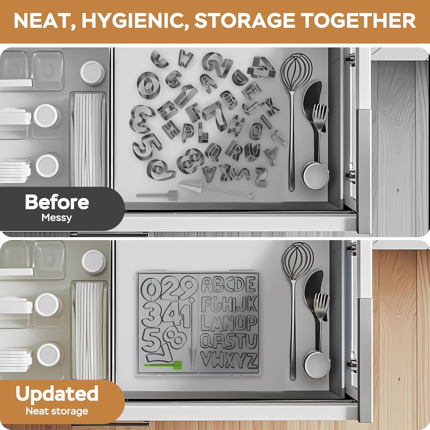 HUAFA Alphabet and Number Cookie Cutters Sets of 35 Pieces Mold Tools for Fondant Biscuit, Cake, Fruit, Vegetables, or Dough Stainless Steel