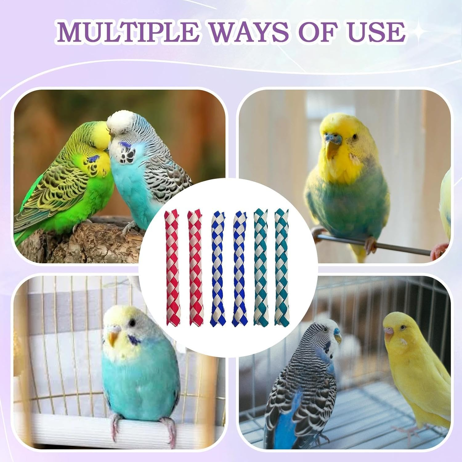 Wjnflqn Chinese Finger Traps for Kids,Birds Foraging Toy | Bird Finger Traps Chewing Toy Colorful for Small Medium Parrots Parakeets Cockatiel image number 5