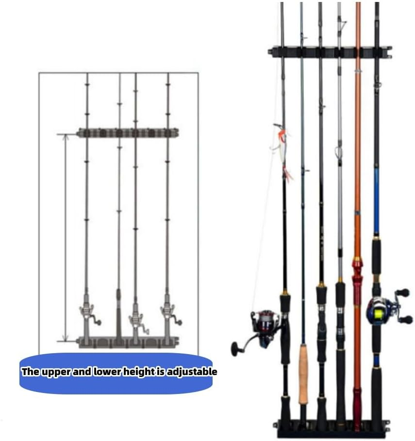 Wall Mounted Fishing Rod Holders, Vertical Rod Rack, Fishing Pole Holders, Fishing Pole Rack Fish Pole Holder for Garage, Wall, Ceiling Rod Stand Storage image number 2
