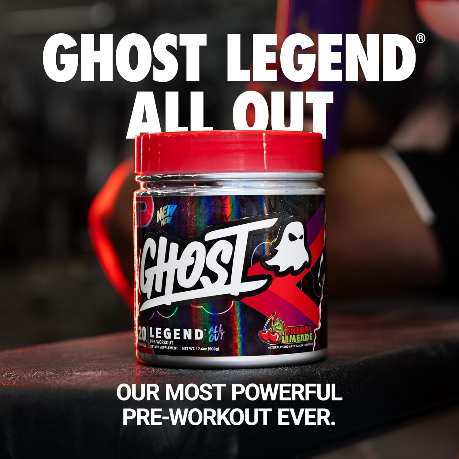 Ghost Legend All Out V2 20 Servings Pre-Workout Powder, Cherry Limeade image number 4