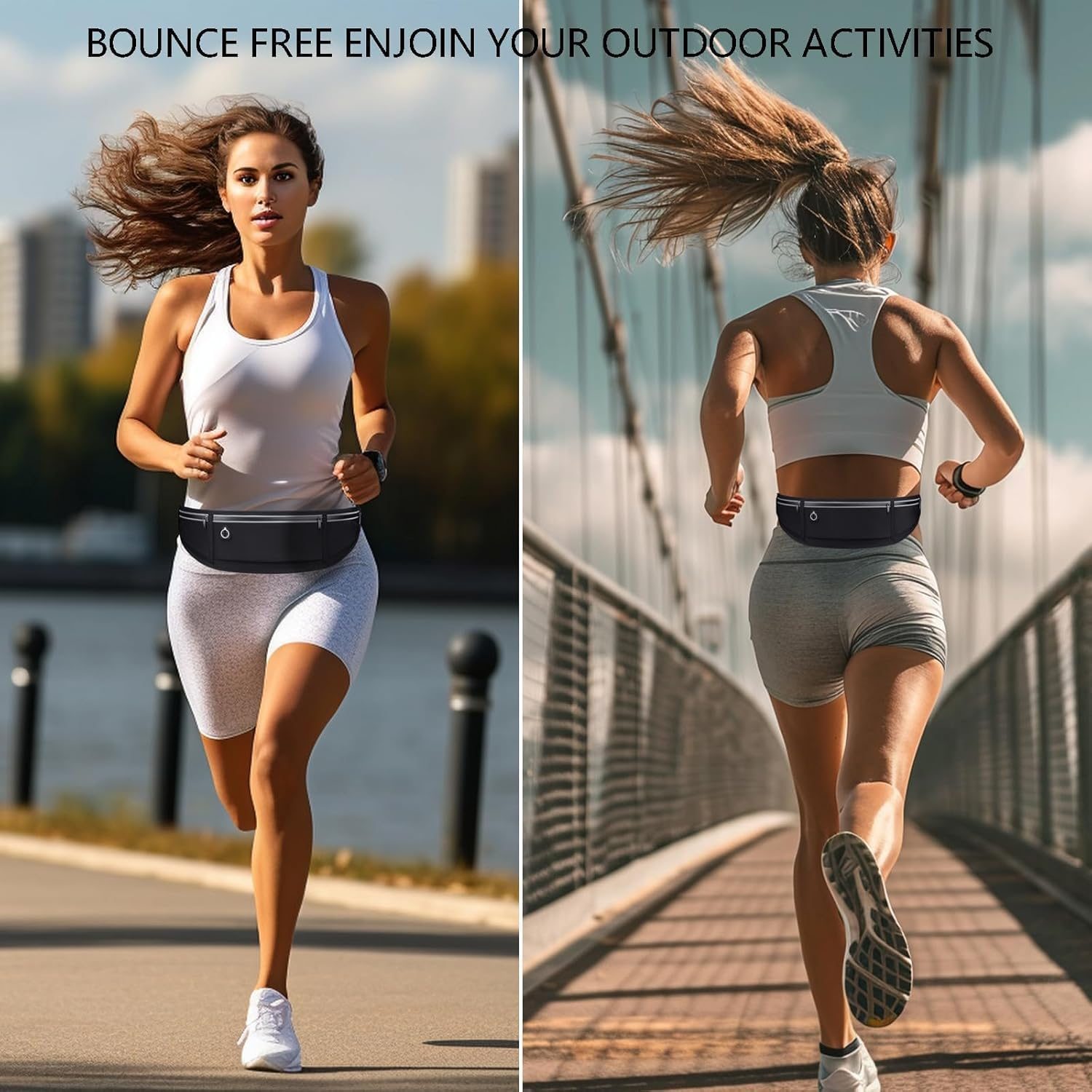 Slim Running Belt for Women and Men, Phone Holder Runners Pouch Waist Belt for Workout Jogging, Reflective Running Pouch for Hiking Cycling Workout image number 6