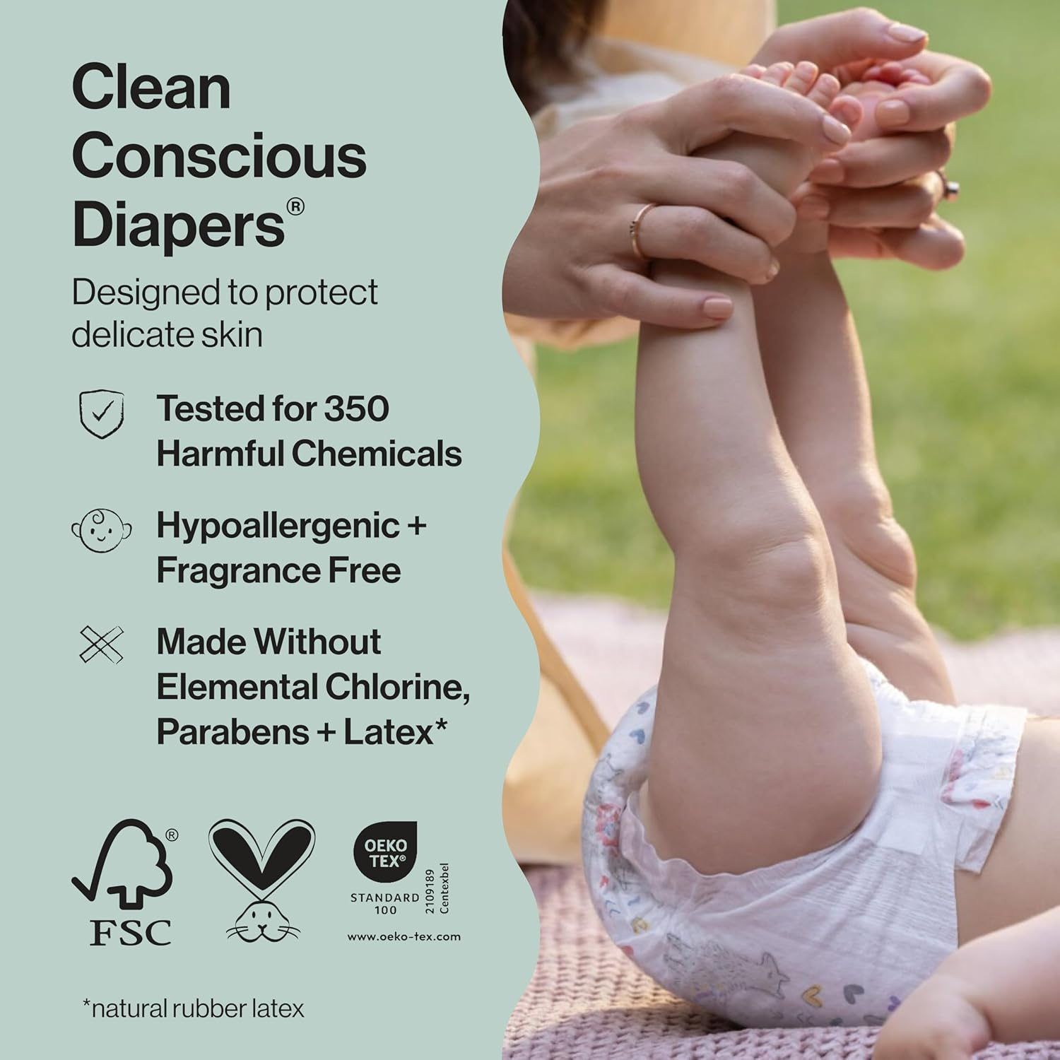 The Honest Company Clean Conscious Diapers for Delicate Skin | up to 100% Leakproof | Hypoallergenic, Fragrance Free | Winter '25 Limited Edition Prints | Club Box, Size 3 (16-28 Lbs), 62 Count image number 3
