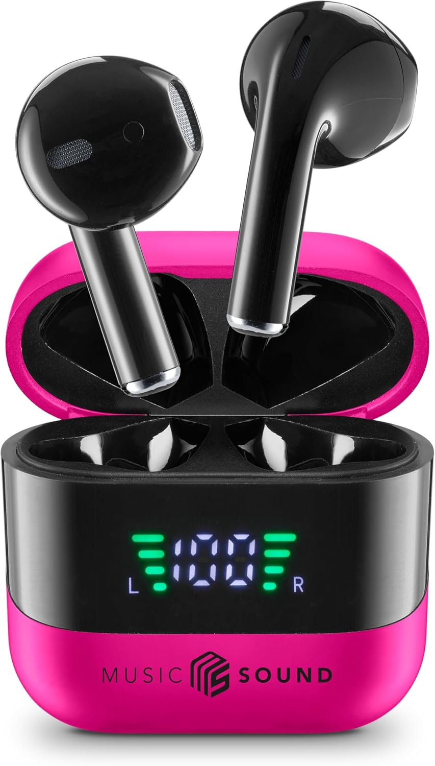 Music Sound, Spark TWS Bluetooth Wireless Headphones, LED Display, 30 Hours Playback, Auto Pairing, Touch Control on Earbuds, Green