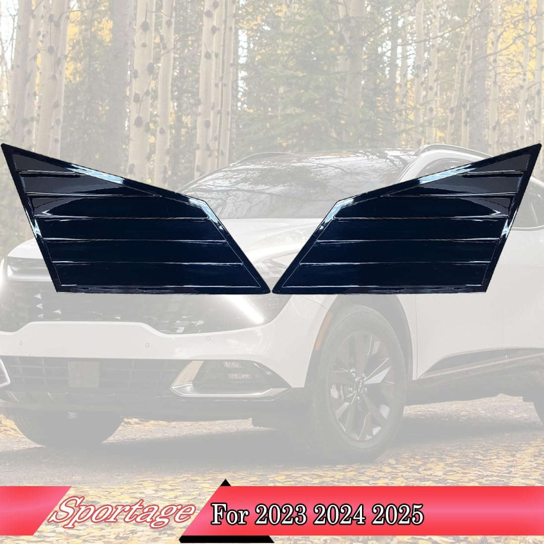 MUXEE Window Louver 2Pcs Side Vent Window Louvers for Kia Sportage 2023 2024 2025, ABS Print Sport Window Decorative Covers, Exterior Trim Accessories - Bright Black image number 4