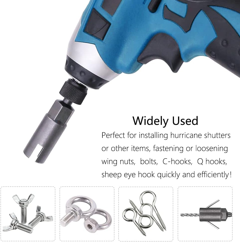 Saipe 5 PCS Power Wing Nut Driver Set with 1/4 Inch Hex Shank Slot Wing Nuts Drill Bit Socket Wrenches Tools Set for Panel Nuts Screws Eye C-Hook Bolt, Q-Hanger (10/12/14/16/18Mm) image number 3