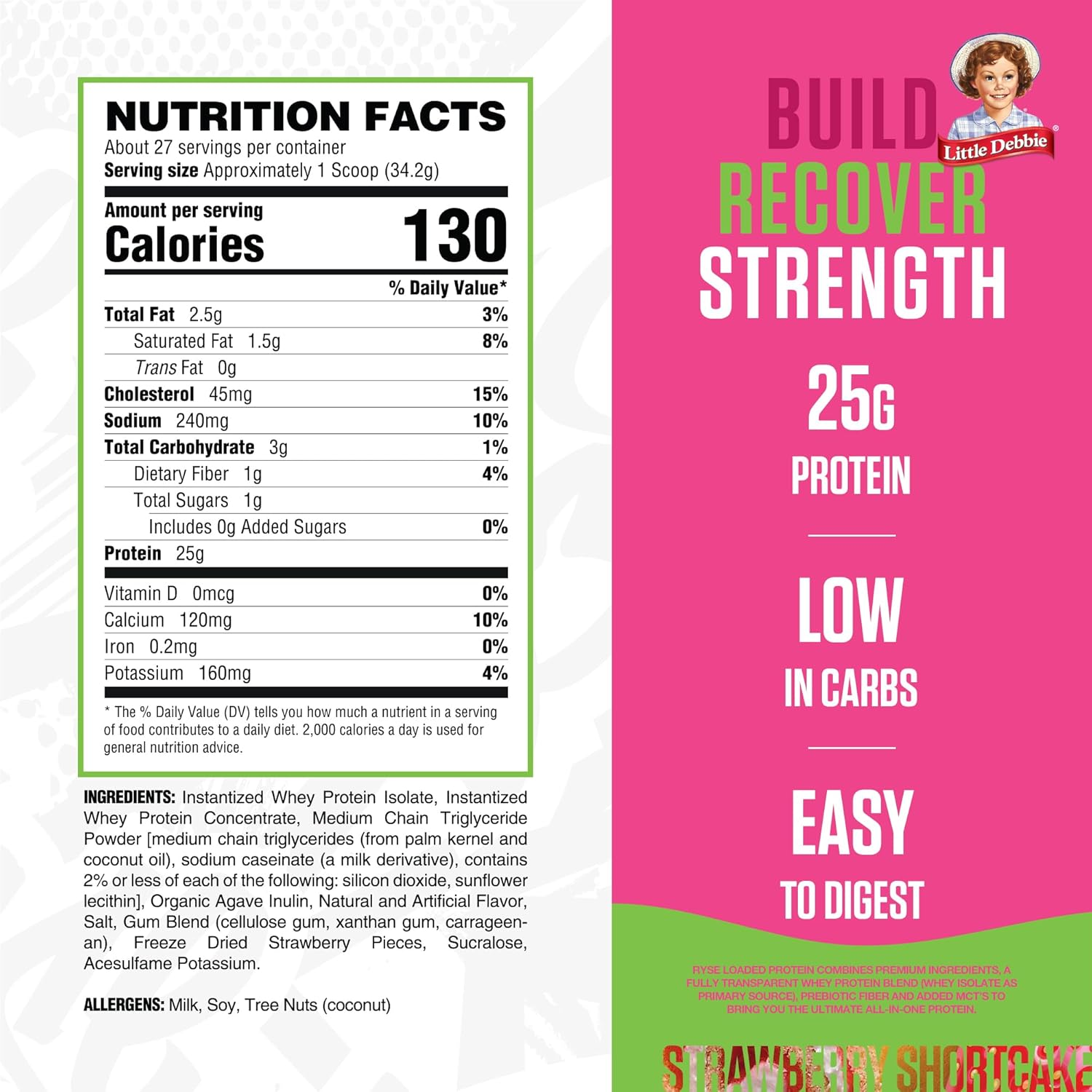 Ryse Loaded Protein Powder, Strawberry Shortcake Roll 907 G image number 2