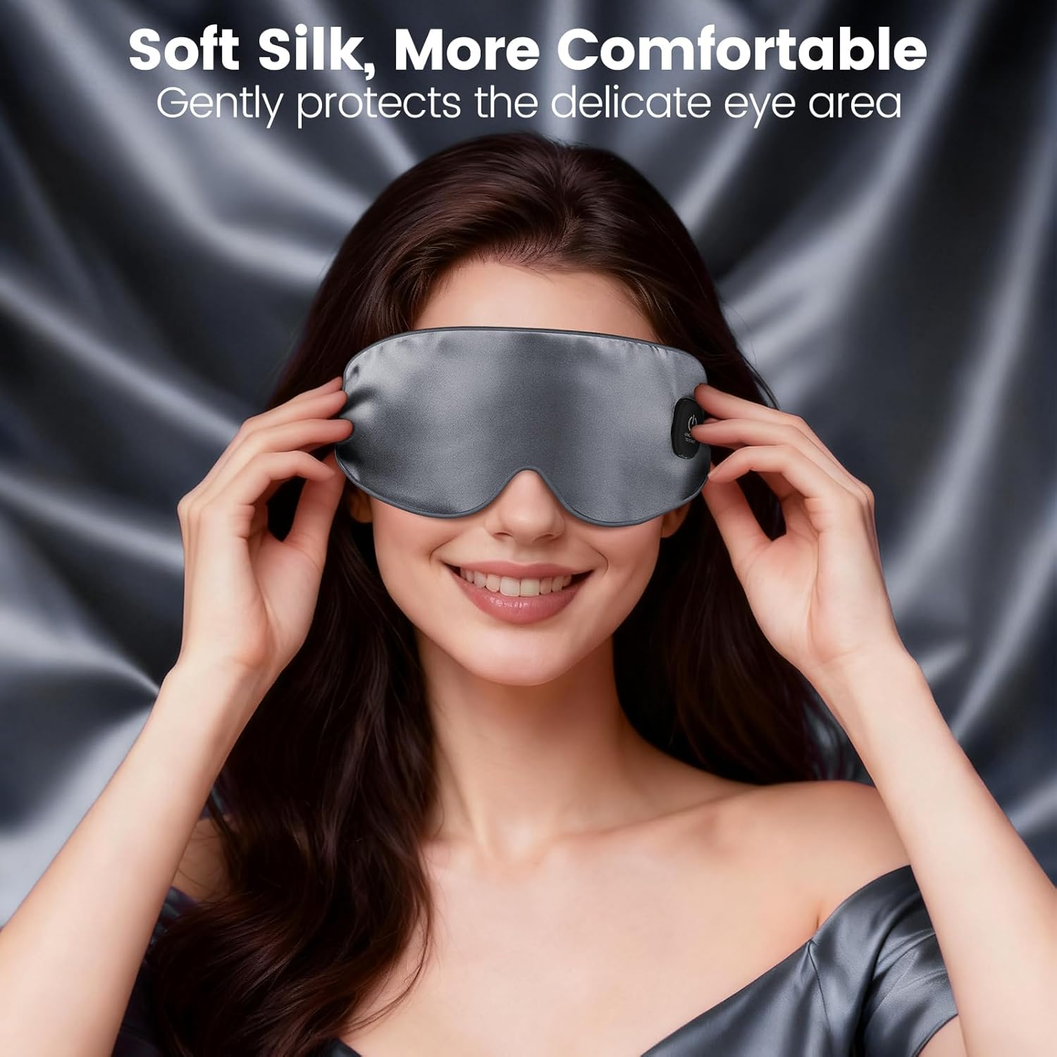 Heated Eye Mask for Dry Eyes, Silk Warm Eye Compress Sleep Mask with 3 Heat Levels & Auto Shut-Off, Washable Light-Blocking Heated Eye Mask for Blepharitis & Eye Fatigue Relief, Grey image number 1