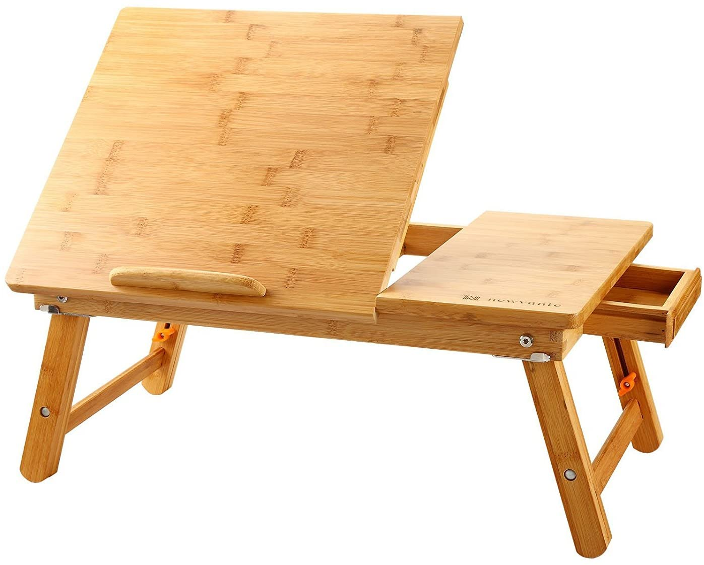Laptop Desk Nnewvante Table Adjustable 100% Bamboo Foldable Breakfast Serving Bed Tray W' Tilting Top Drawer image number 3