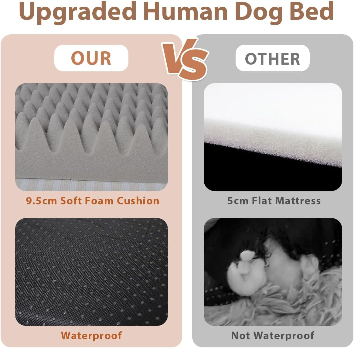 Anshine Human Dog Bed, 180X110X25 Cm Dog Bed for You and Pets, with Memory Foam, Plump Pillow, Blanket, Washable Faux Fur Dog Bed for People Doze Off, Napping Orthopedic Dog Bed - Grey image number 4