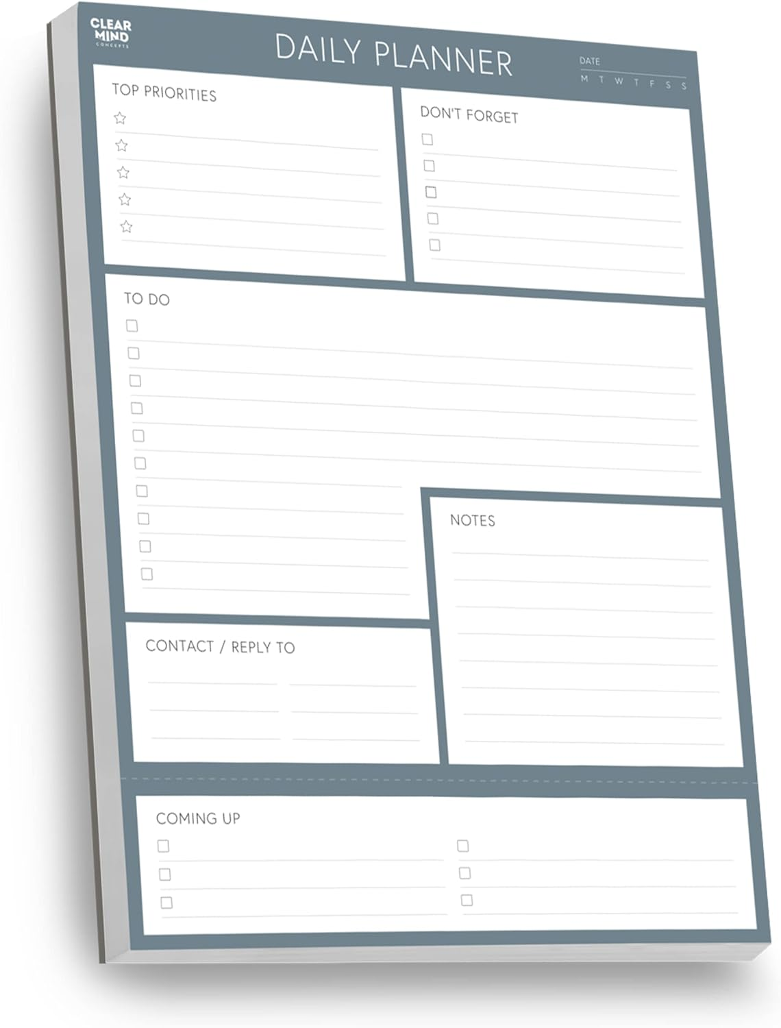 Daily Planner Desk Pad Tear off by Clear Mind Concepts &ndash; 100 Sheets 120Gsm Paper Undated for Home, Work, Office, Study, Productivity, Planning and Organising (A5)