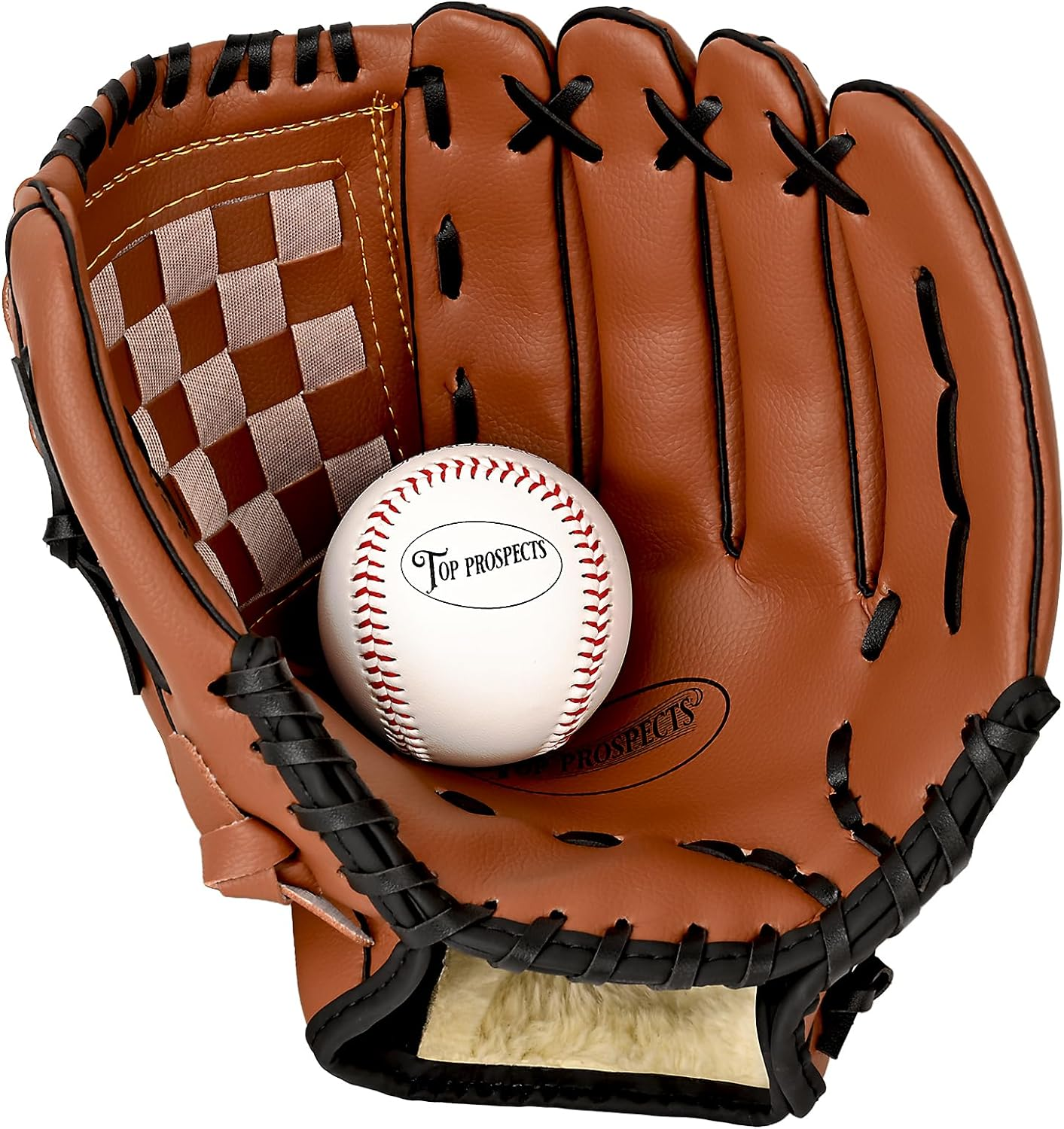 Top Prospects Premium Leather Baseball Glove with Free Baseball &ndash; Ideal for Youth & Softball &ndash; Durable Baseball Mitt for All Positions