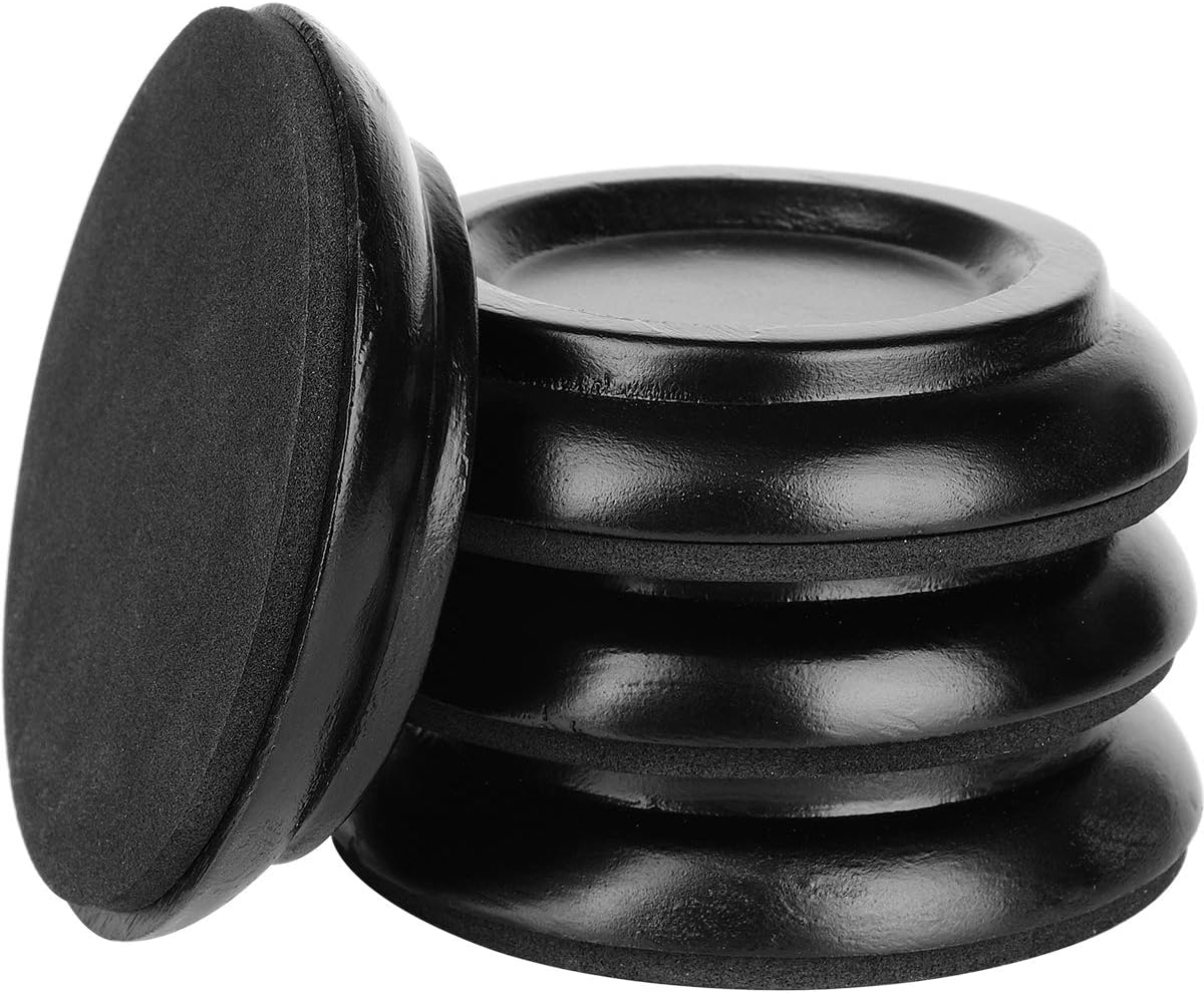 Eison Piano Caster Cups for Upright Piano Wooden Piano Caster Piano Leg Floor Protectors with Non-Slip & Anti-Noise Foam Hardwood Floor Protectors, Set of 4, Black