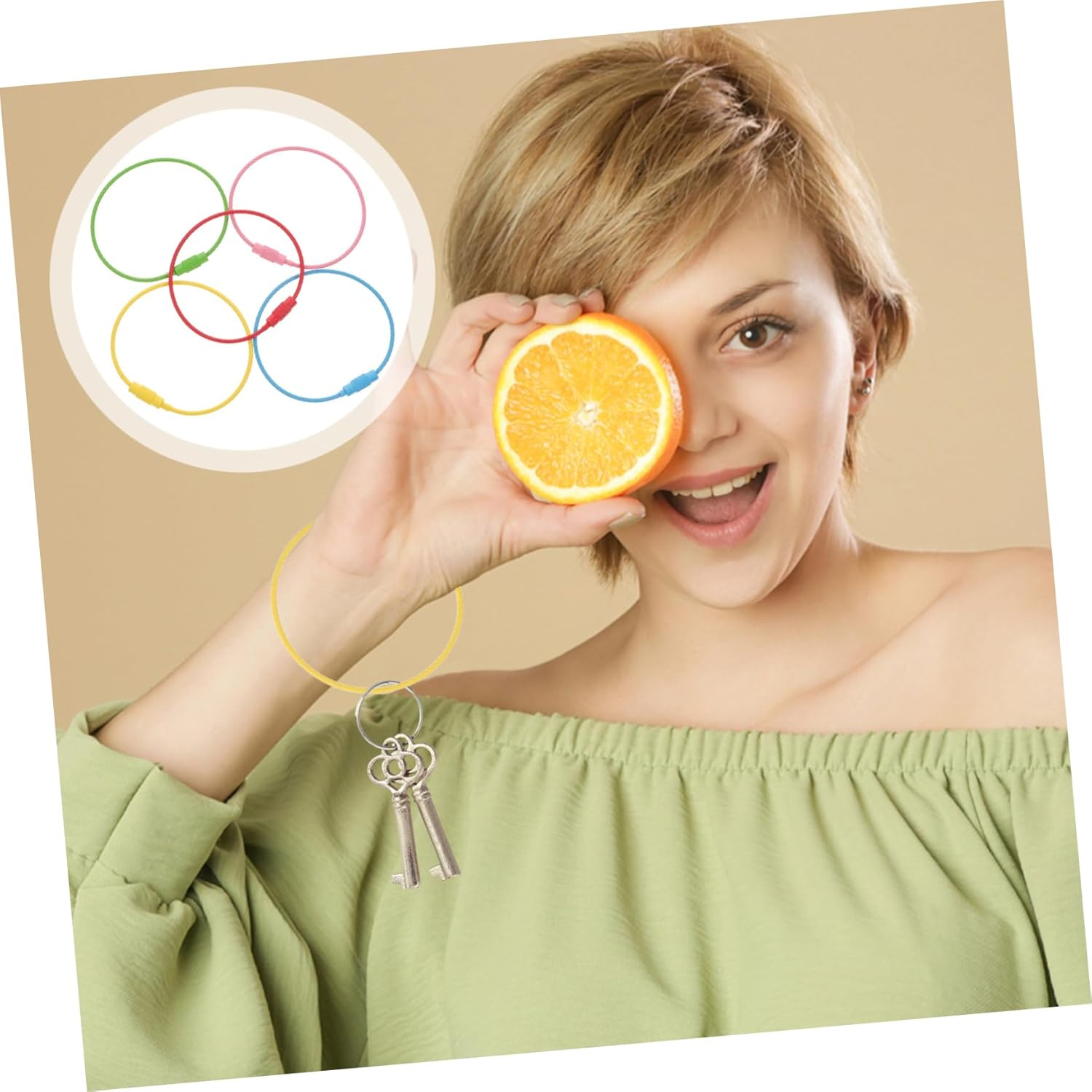 BELLIFFY 20Pcs Keychain Cable Rings Keyring Keepers Accessory Lightweight Stainless Wire Keychain Ring for Cruise Luggage Tags Random Color